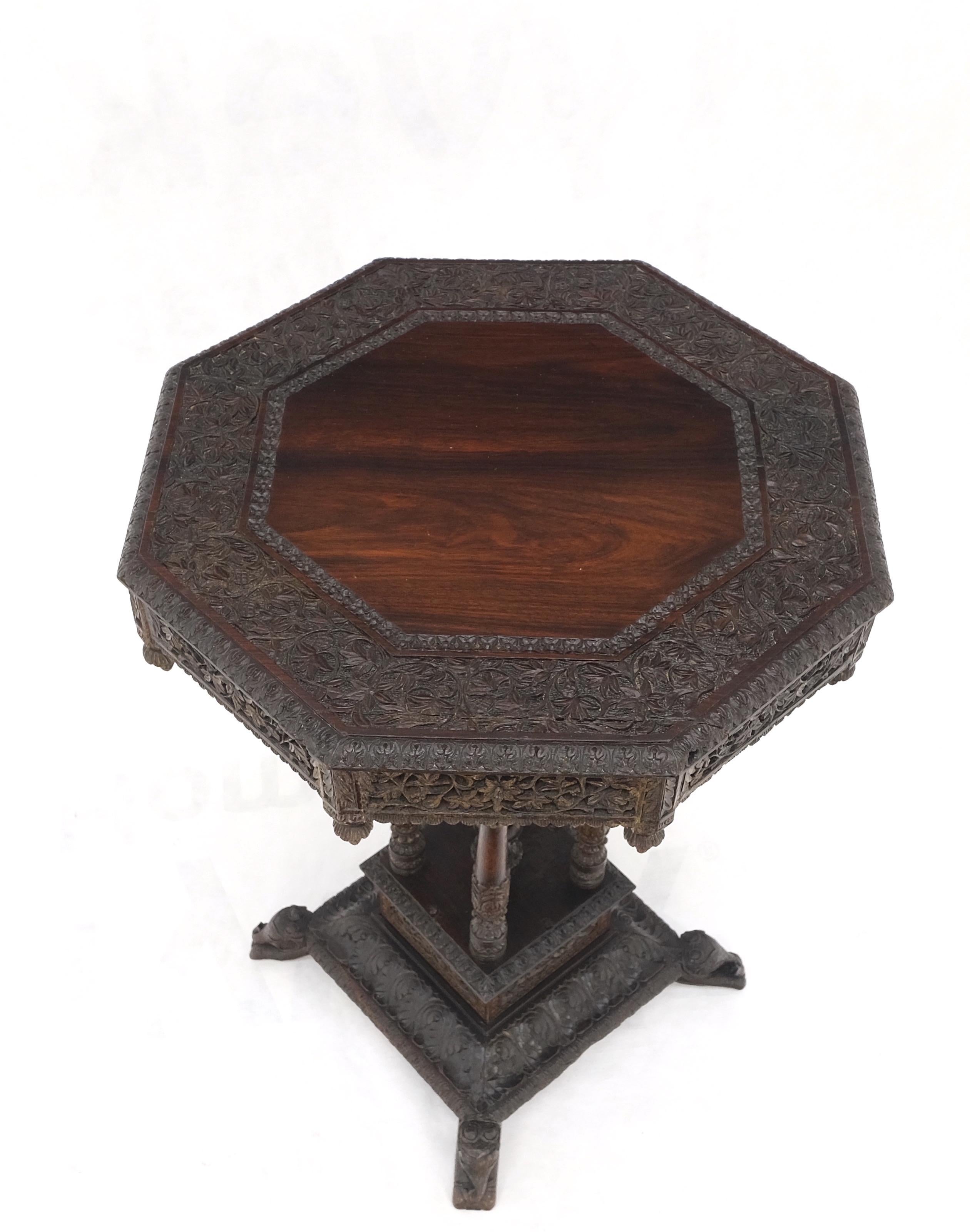 Very fine Carved Solid Rosewood Asian Oriental Lamp Occasional stand Table MINT!