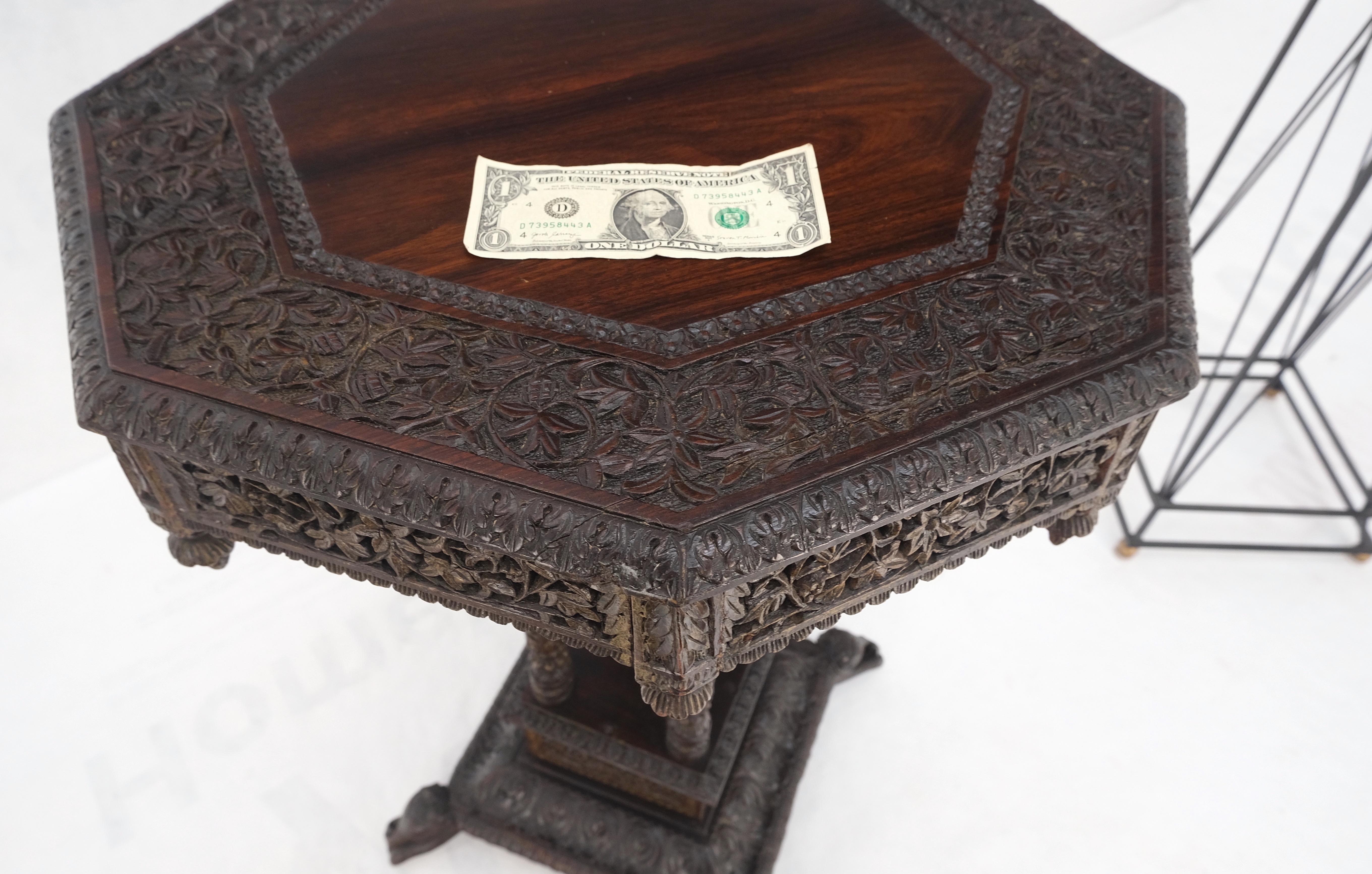 Southeast Asian Very Fine Carved Solid Rosewood Asian Oriental Lamp Occasional Stand Table Mint  For Sale