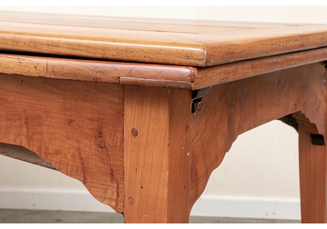 Very Fine Cherry Stained Antique French Extendable Farm Table In Good Condition In Bridgeport, CT