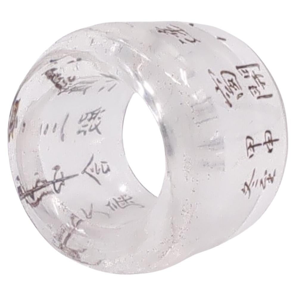 Very Fine Chinese Carved Rock Crystal Calligraphy Archer's Thumb Ring Qing 19c For Sale 5