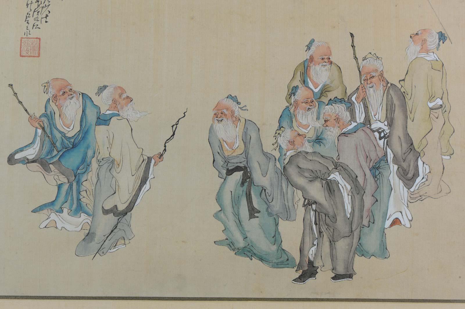 Very Fine Chinese Painting Ladies & Calligraphy Antique, Late 19th Early 20th C In Good Condition For Sale In Amsterdam, Noord Holland