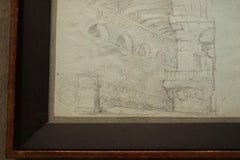Very Fine Circa 1750 French School Study of Architectural Capriccio in Pencil