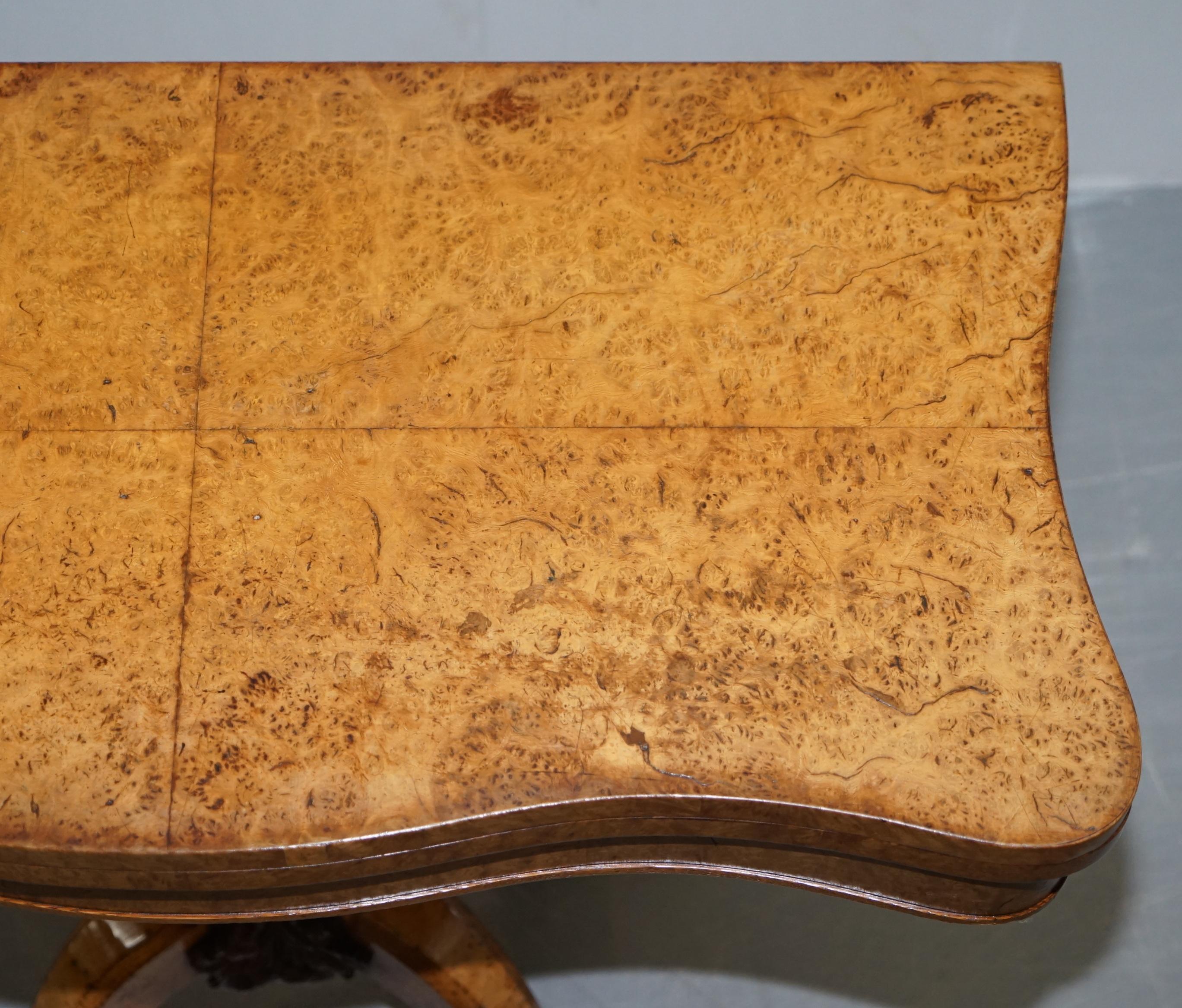 English Very Fine circa 1835 William IV Antique Pollard Oak Folding Card Pedestal Table For Sale