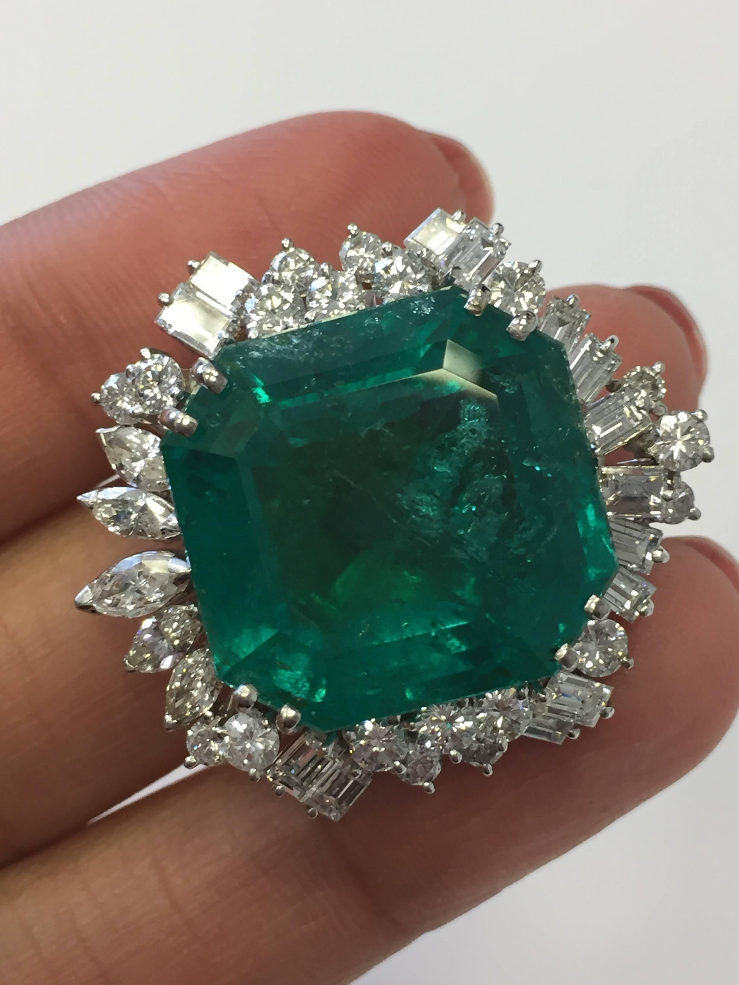Colombian Emerald Octagon and Diamond Ring 1