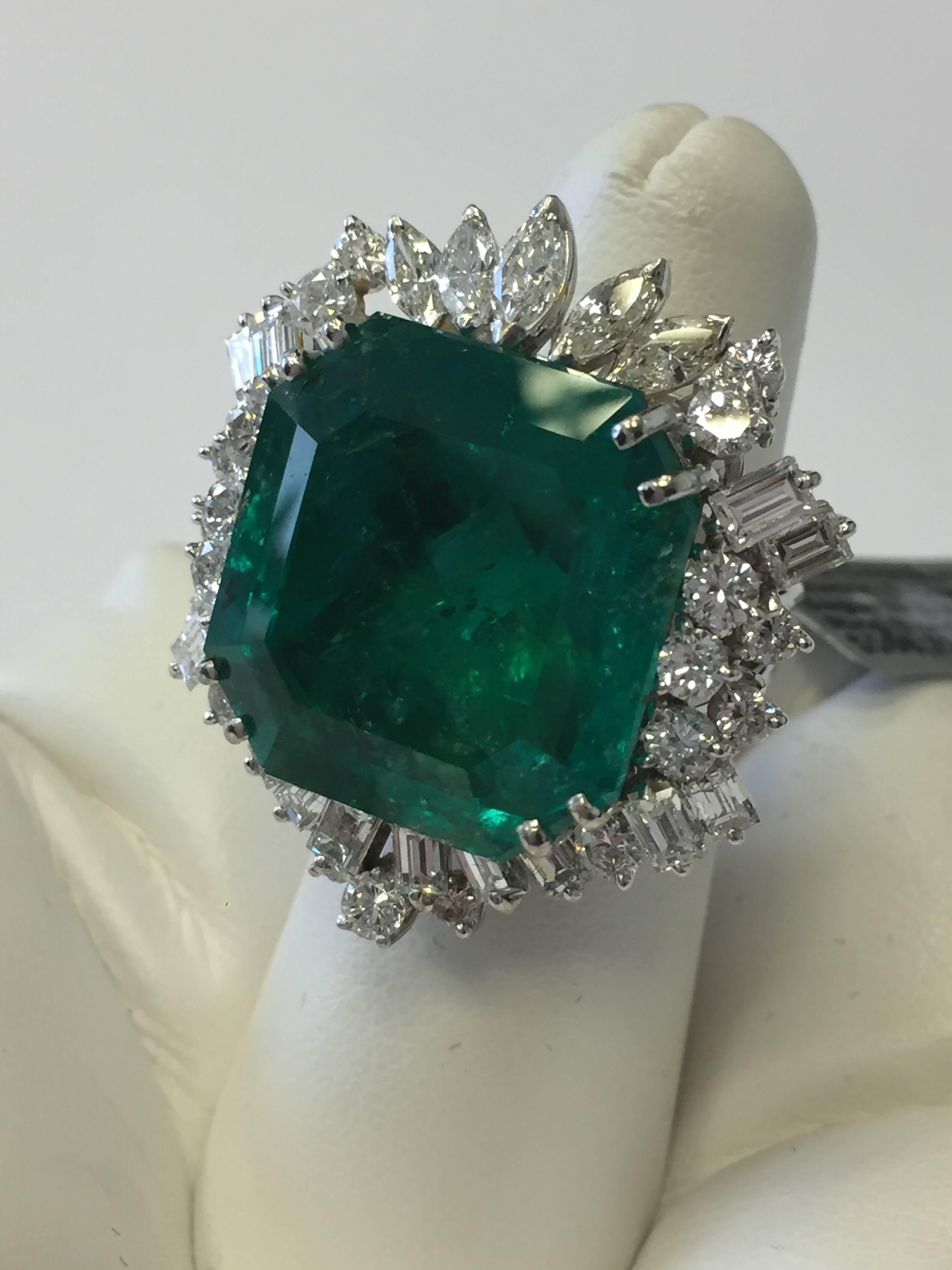 Colombian Emerald Octagon and Diamond Ring 2