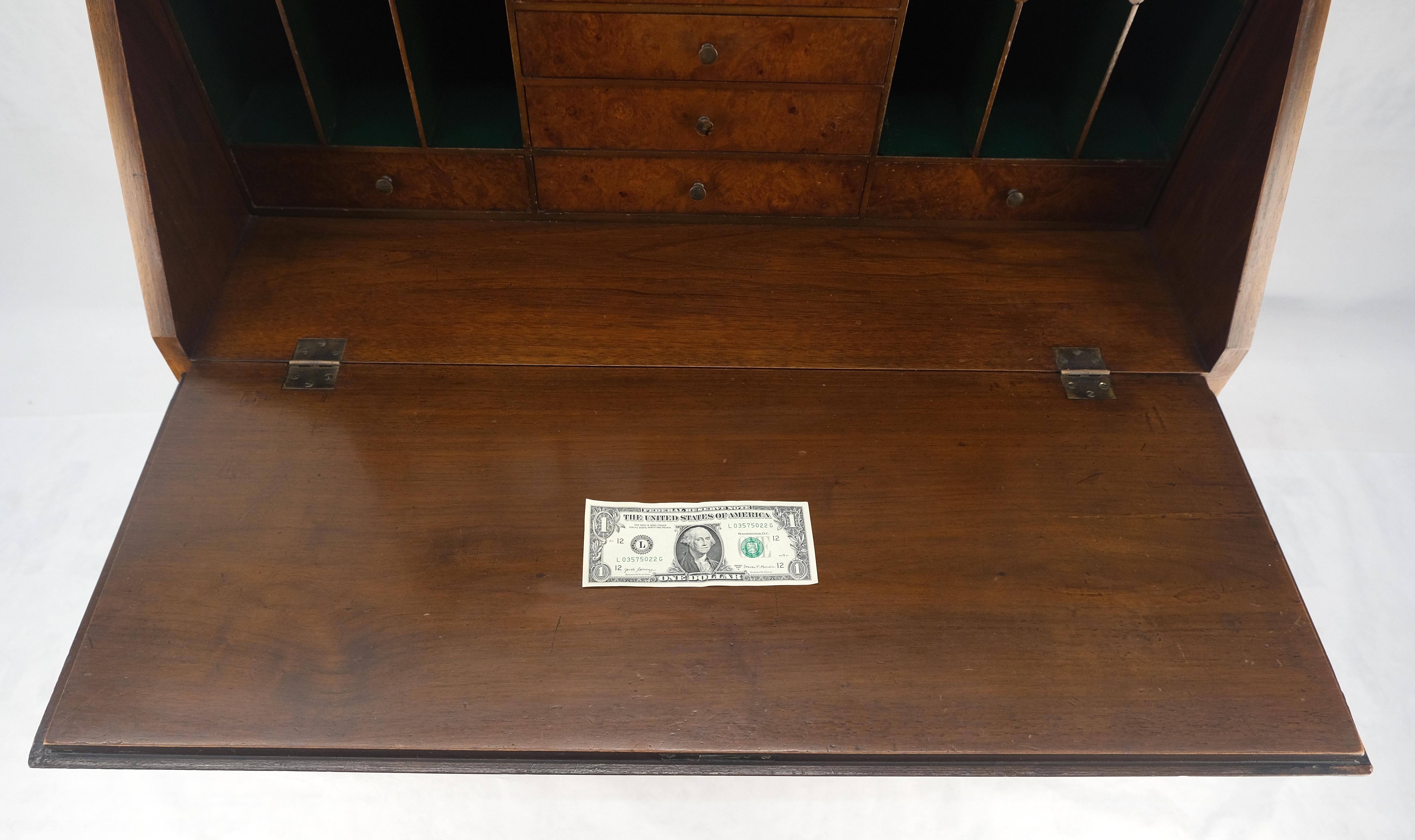 Muy fino Compacto Burl Wood Queen Ann Secretario Escritorio Librería Cómoda Cajones en venta 3