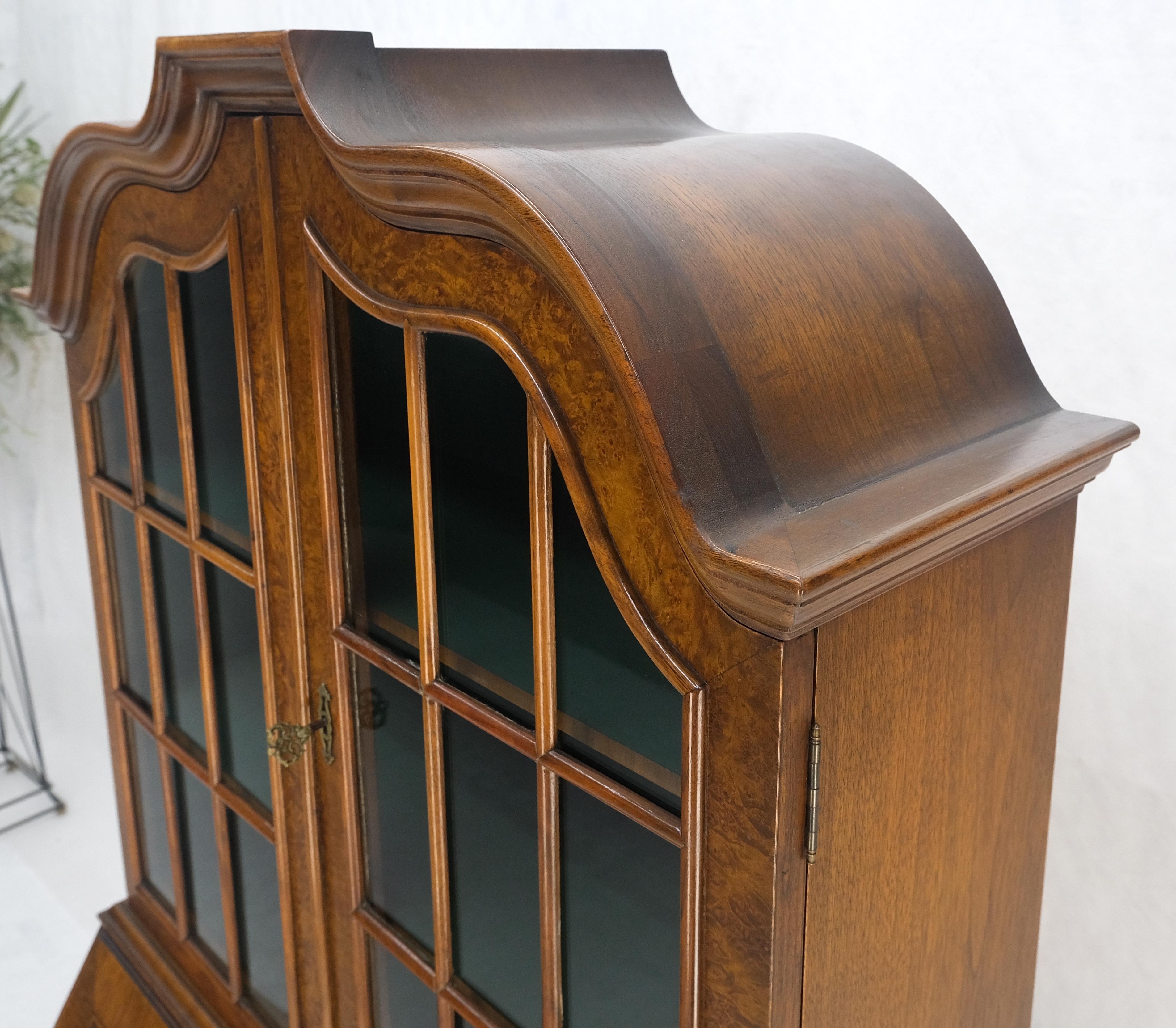 Muy fino Compacto Burl Wood Queen Ann Secretario Escritorio Librería Cómoda Cajones en venta 7