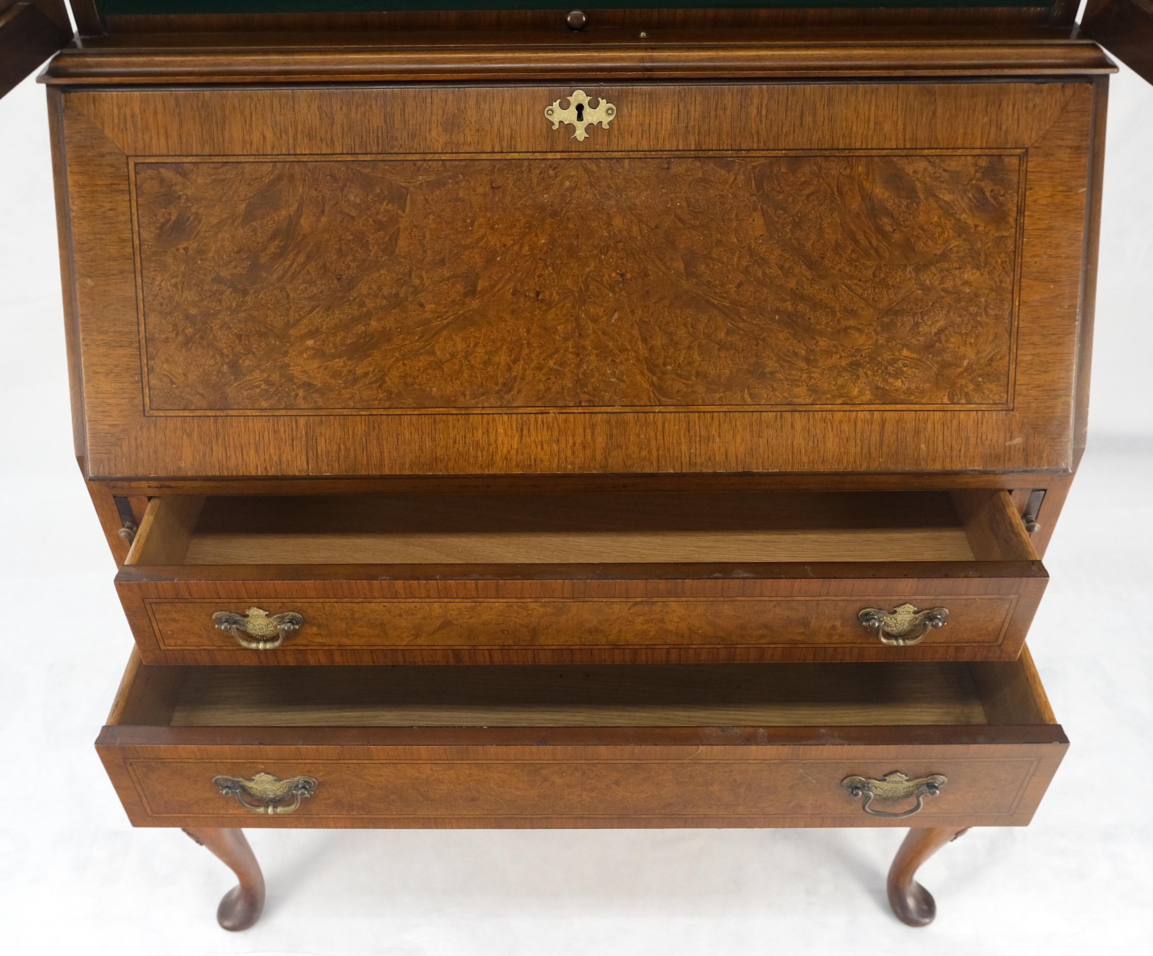 Muy fino Compacto Burl Wood Queen Ann Secretario Escritorio Librería Cómoda Cajones en Excelente estado para la venta en Rockaway, NJ