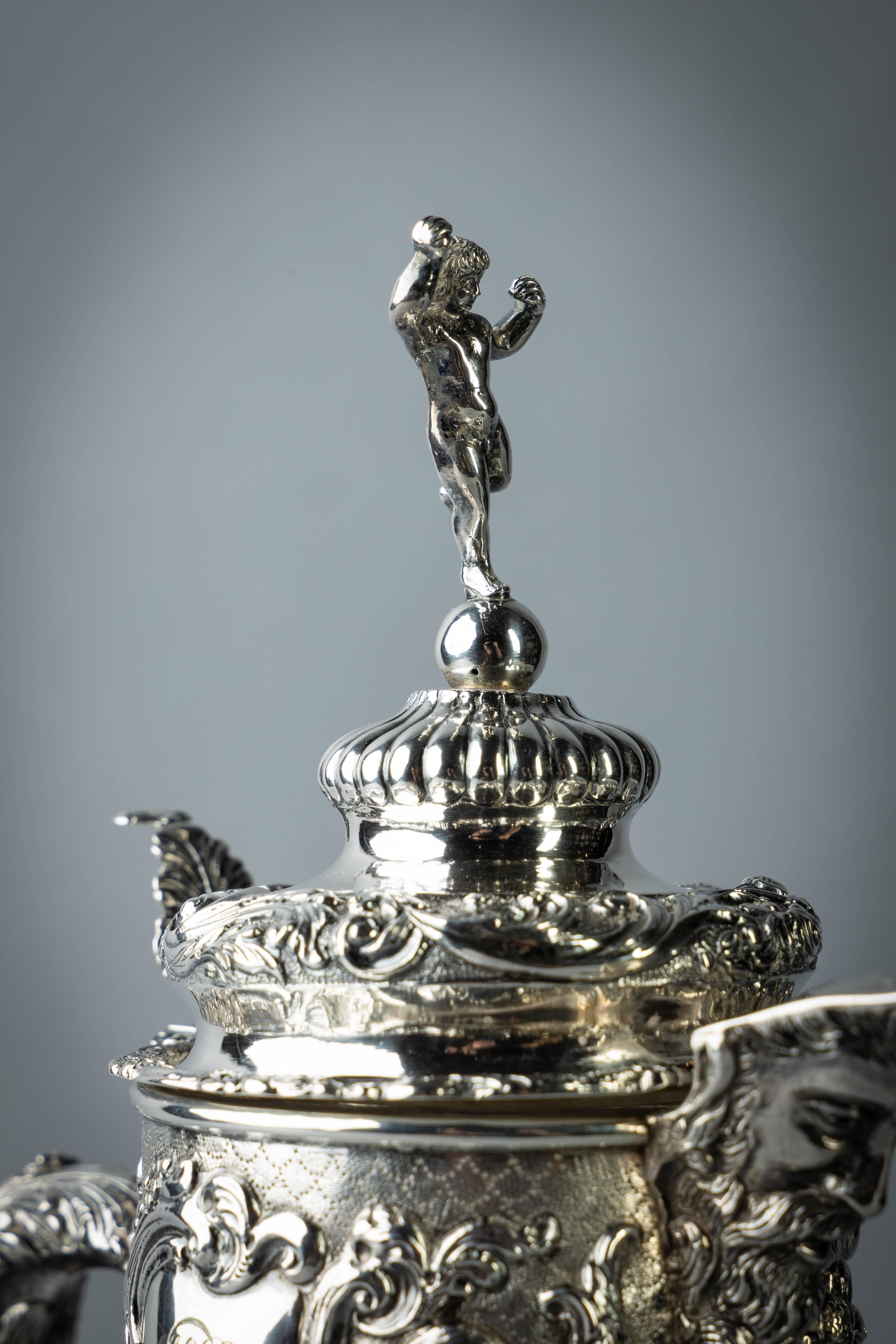 Very Fine Continental Silver and Cut Crystal Pitcher, Dutch, circa 1880 For Sale 1