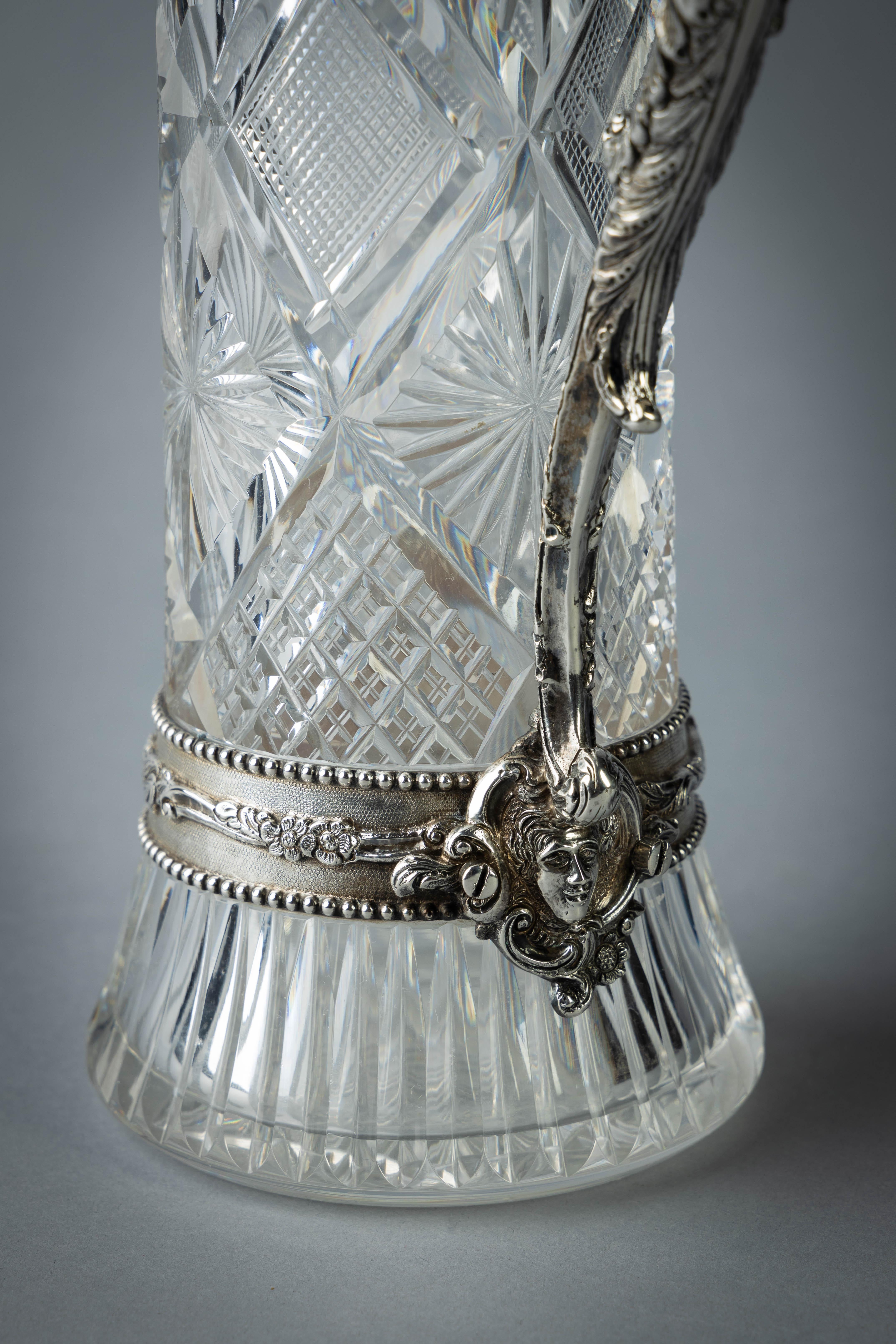 Very Fine Continental Silver and Cut Crystal Pitcher, Dutch, circa 1880 For Sale 2