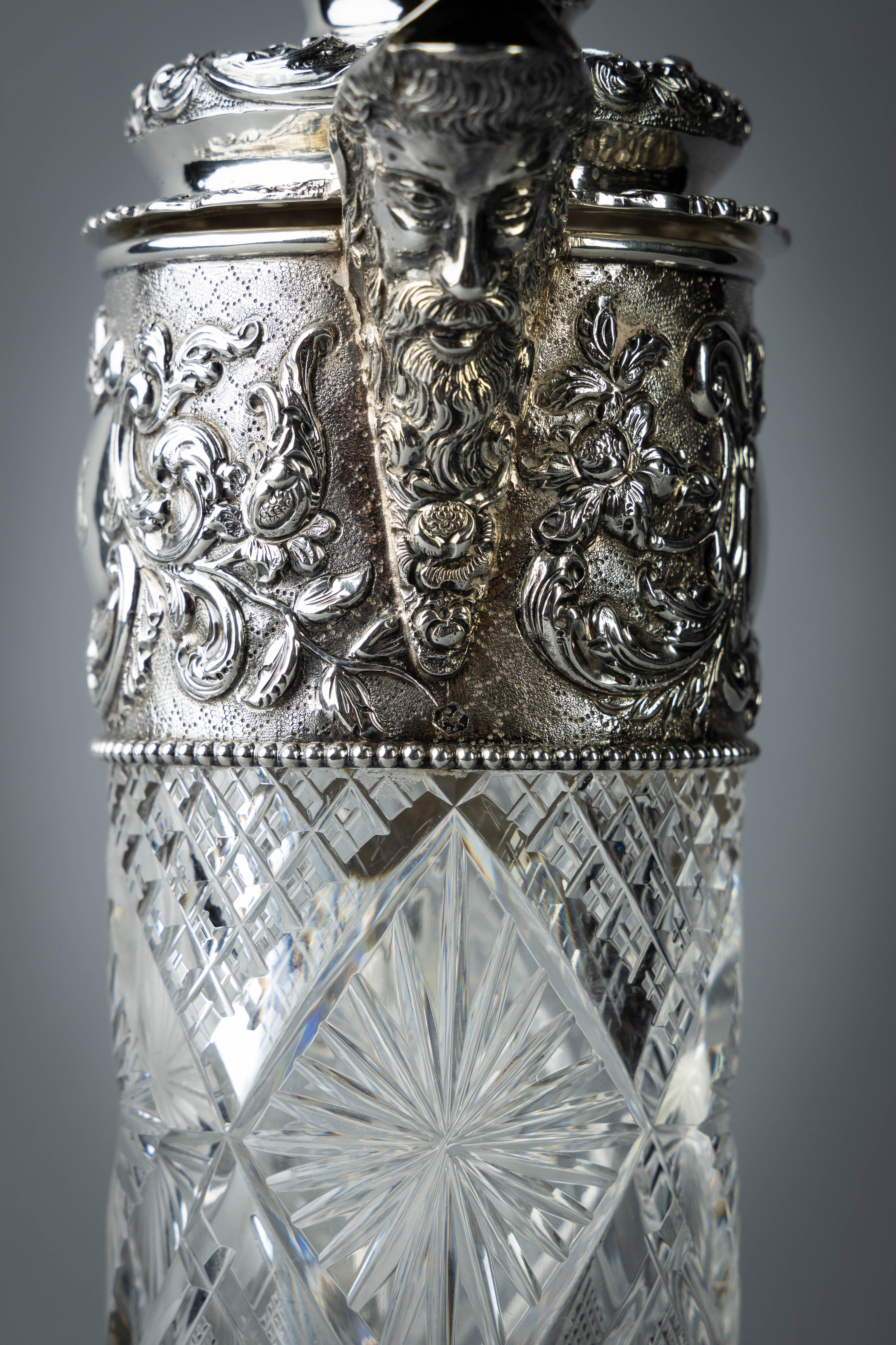 Very Fine Continental Silver and Cut Crystal Pitcher, Dutch, circa 1880 For Sale 3