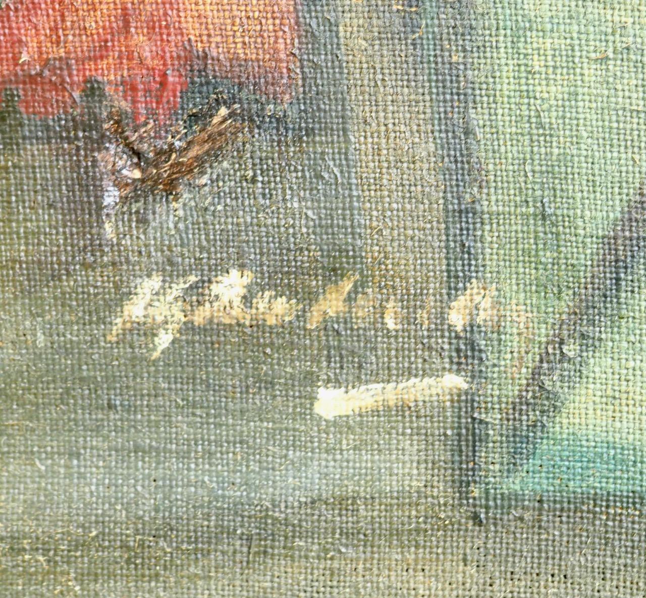 Feines kubistisches europäisches Gemälde, Öl auf Leinwand, Französisch oder Deutsch im Zustand „Gut“ im Angebot in Aalsgaarde, DK