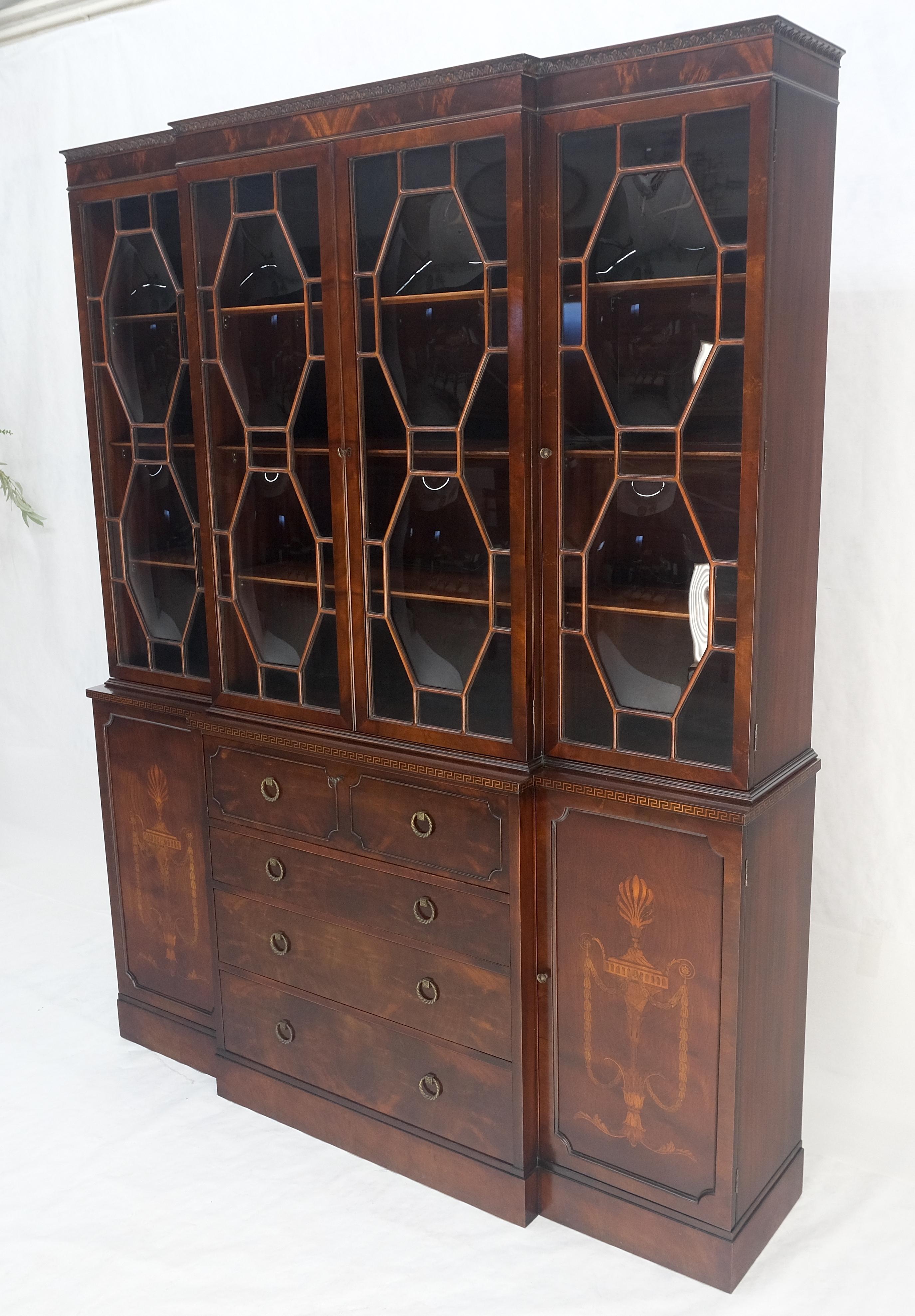 Very Fine Custom c1940s Bubble Glass Drop Front Butlers Desk Break Front MINT For Sale 2