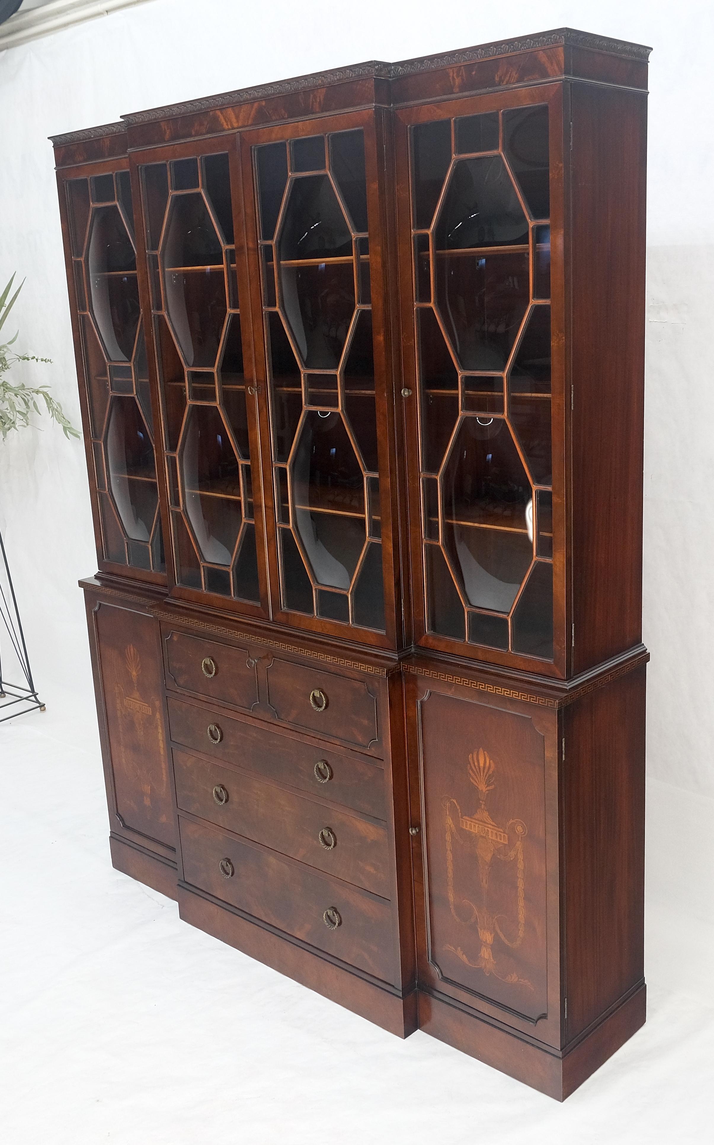 Very Fine Custom c1940s Bubble Glass Drop Front Butlers Desk Break Front MINT For Sale 5