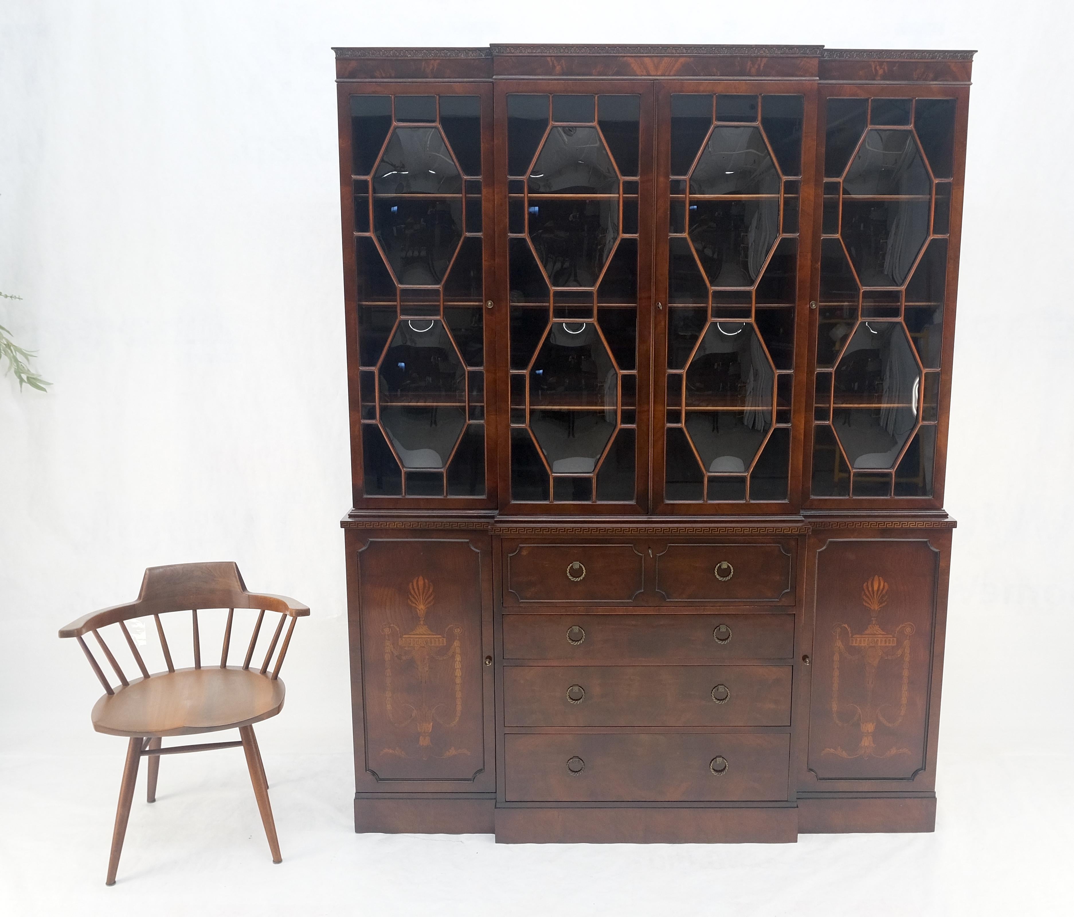 Very Fine Custom c1940s Bubble Glass Drop Front Butlers Desk Break Front MINT For Sale 7