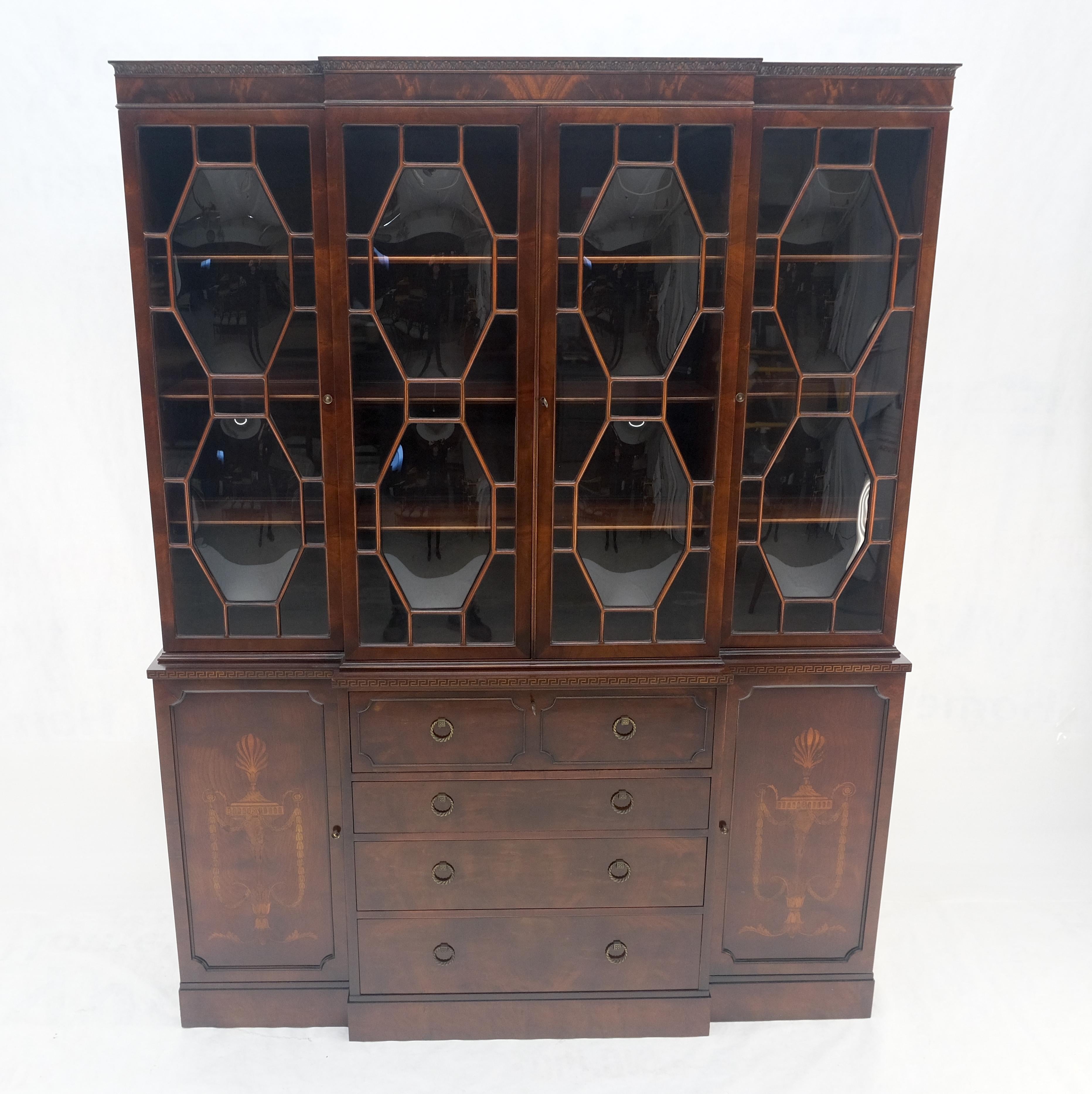 Very Fine Custom c1940s Bubble Glass Drop Front Butlers Desk Break Front MINT For Sale 8