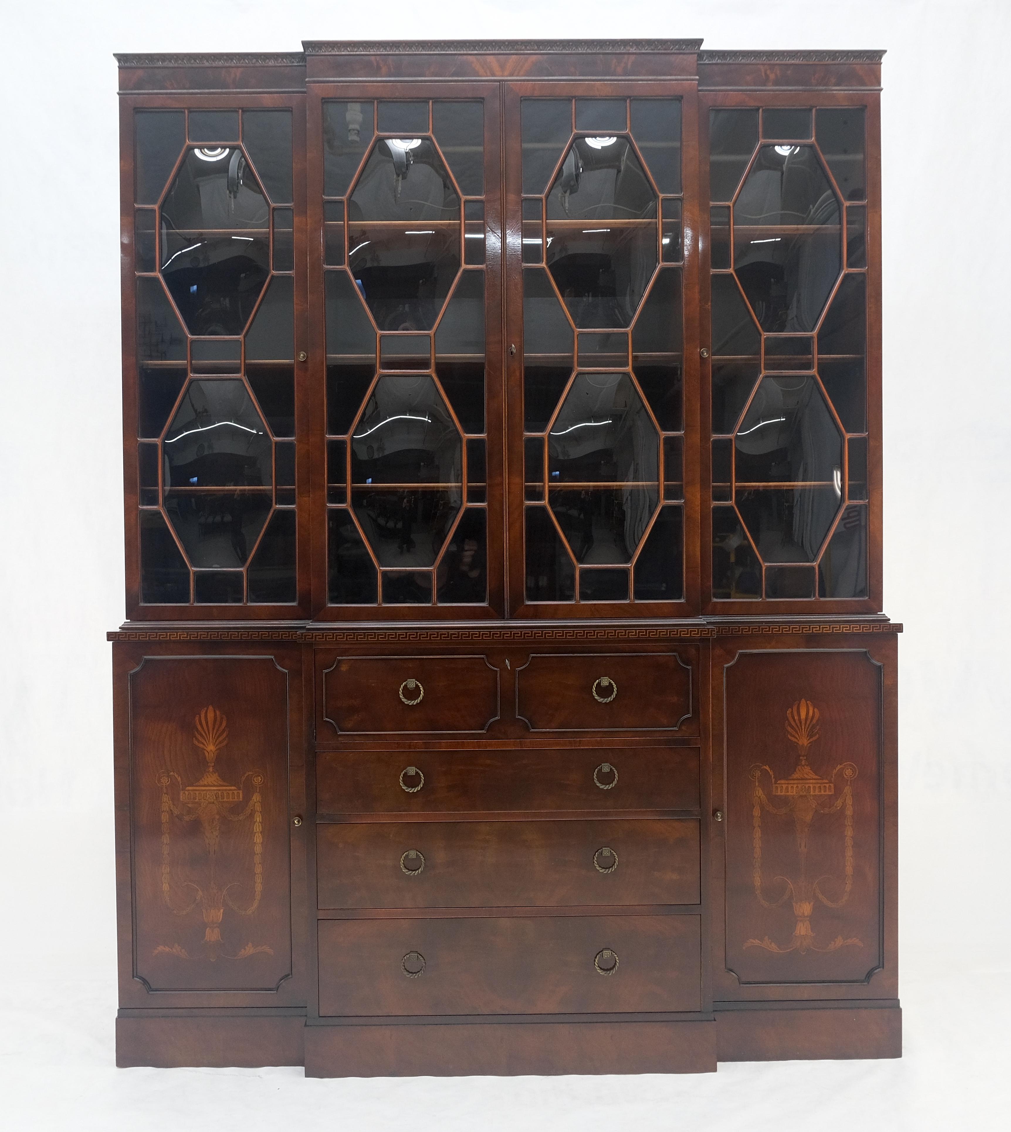 Very Fine Custom c1940s Bubble Glass Drop Front Butlers Desk Break Front MINT For Sale 9