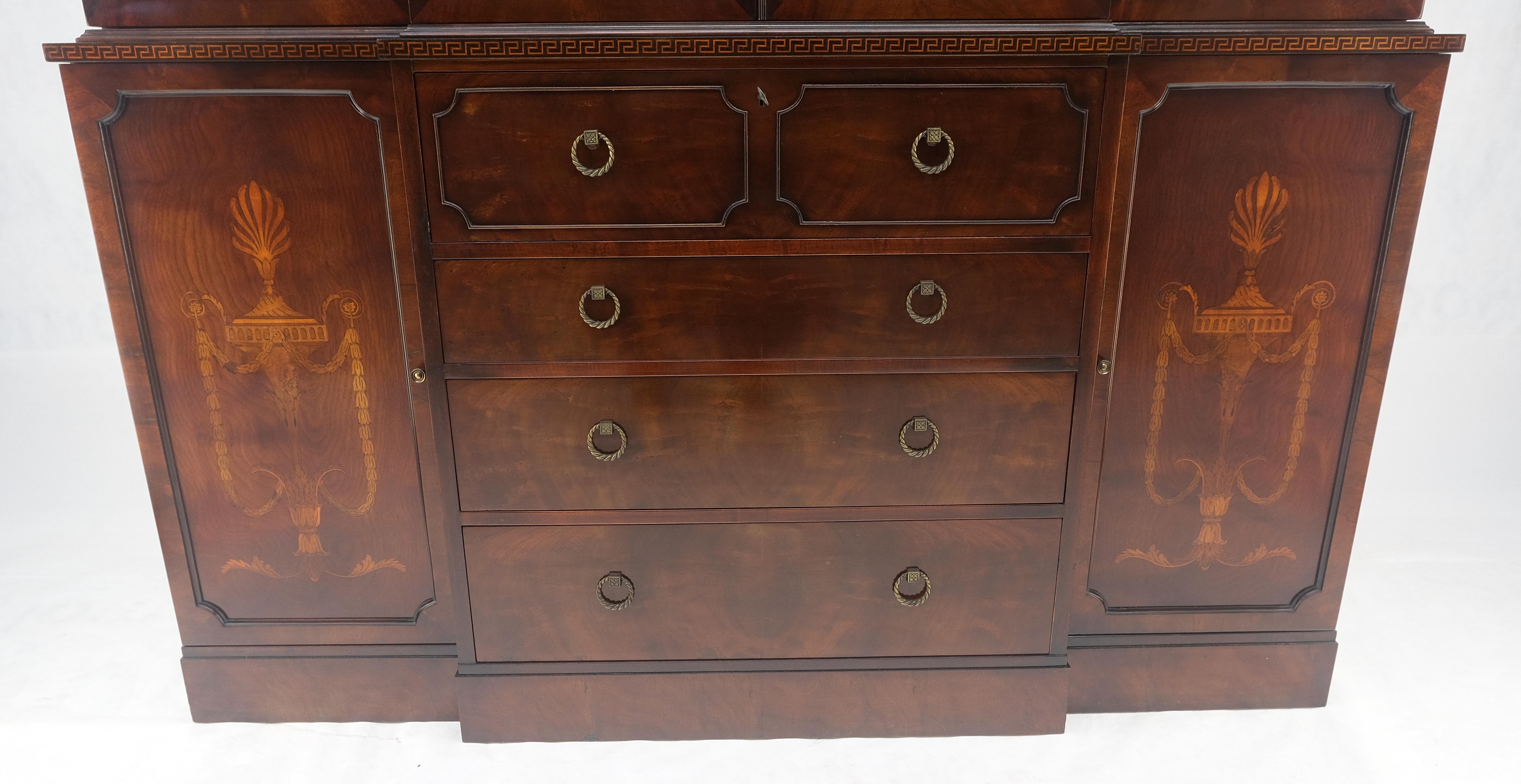 Very Fine Custom c1940s Bubble Glass Drop Front Butlers Desk Break Front MINT In Good Condition For Sale In Rockaway, NJ