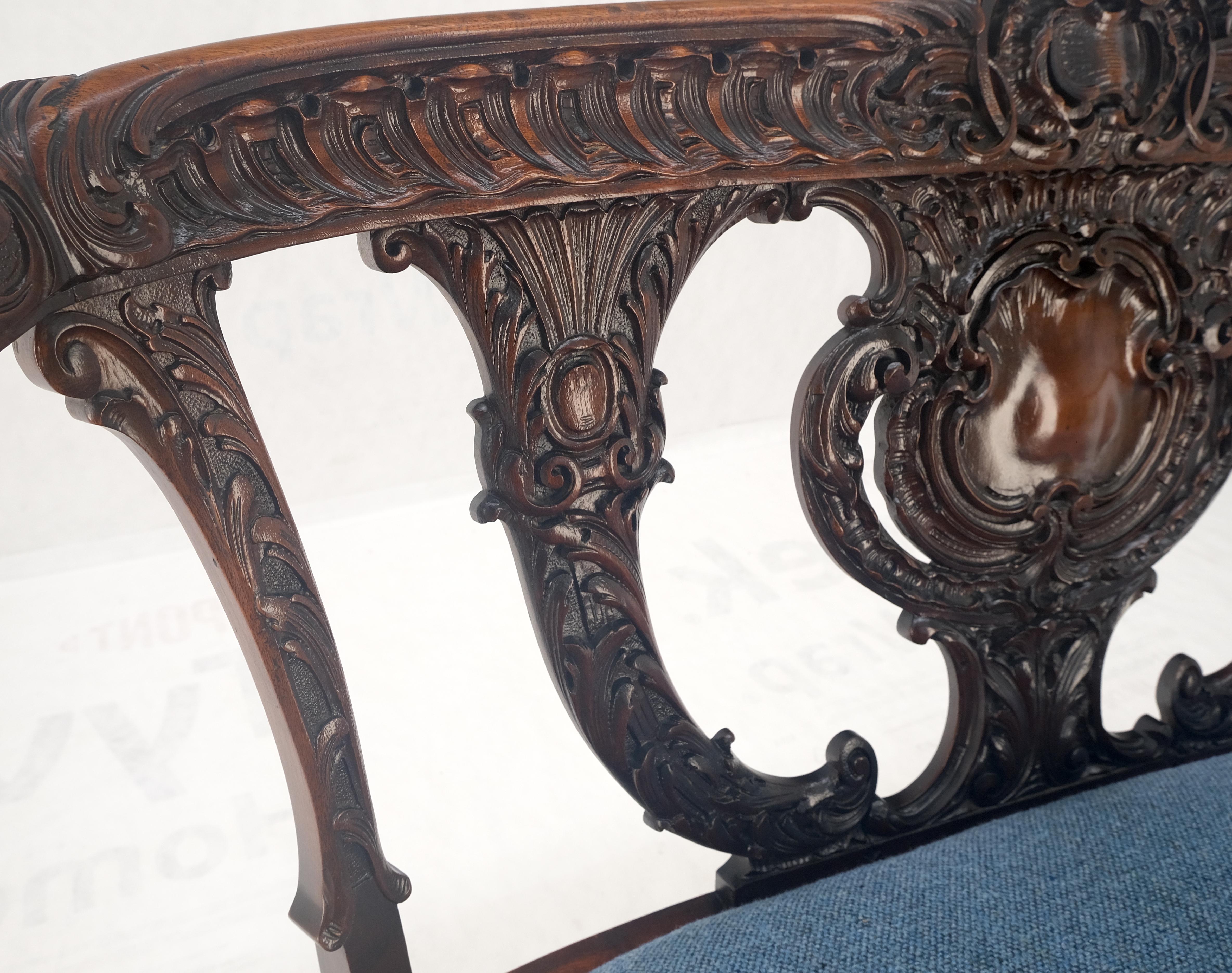 Lacquered Very Fine Details Carved Mahogany c.1920s  Settee Loveseat Sofa MINT! For Sale