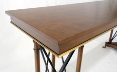 Very Fine Double Pedestal Base 72" Long Sofa Console Table Brass Claw Feet MINT!