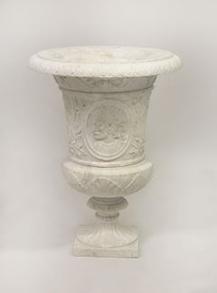 Very Fine Early 20th Century Hand-Carved Carrera Marble Urn
