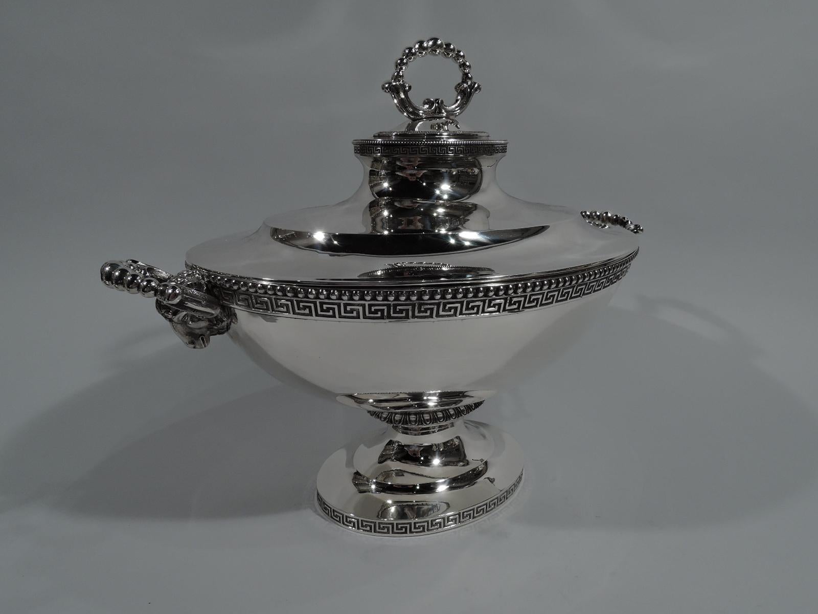 American Very Fine Early Tiffany Greek Revival Sterling Silver Soup Tureen