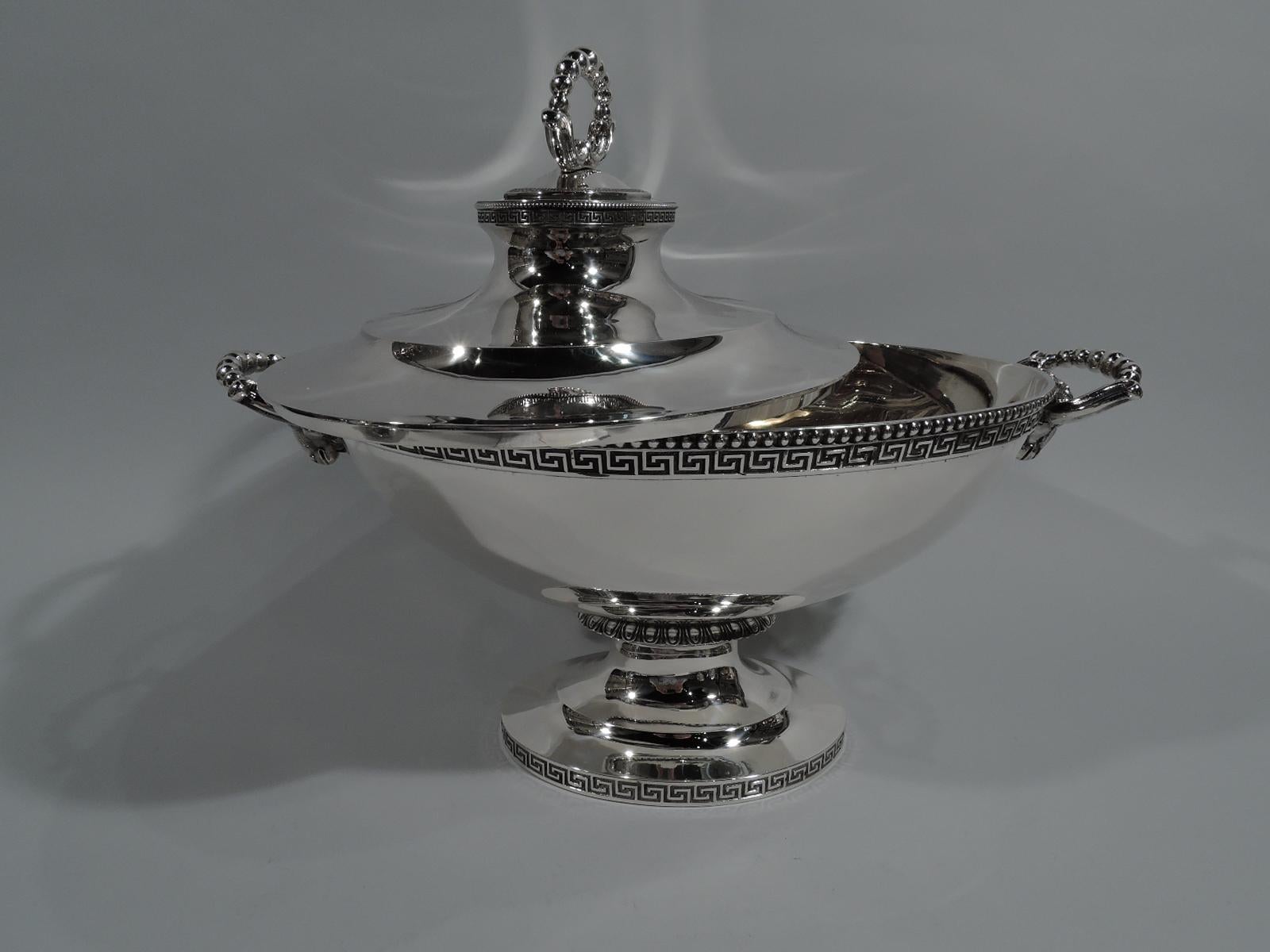 Very Fine Early Tiffany Greek Revival Sterling Silver Soup Tureen In Excellent Condition In New York, NY