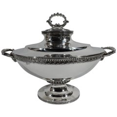 Very Fine Early Tiffany Greek Revival Sterling Silver Soup Tureen