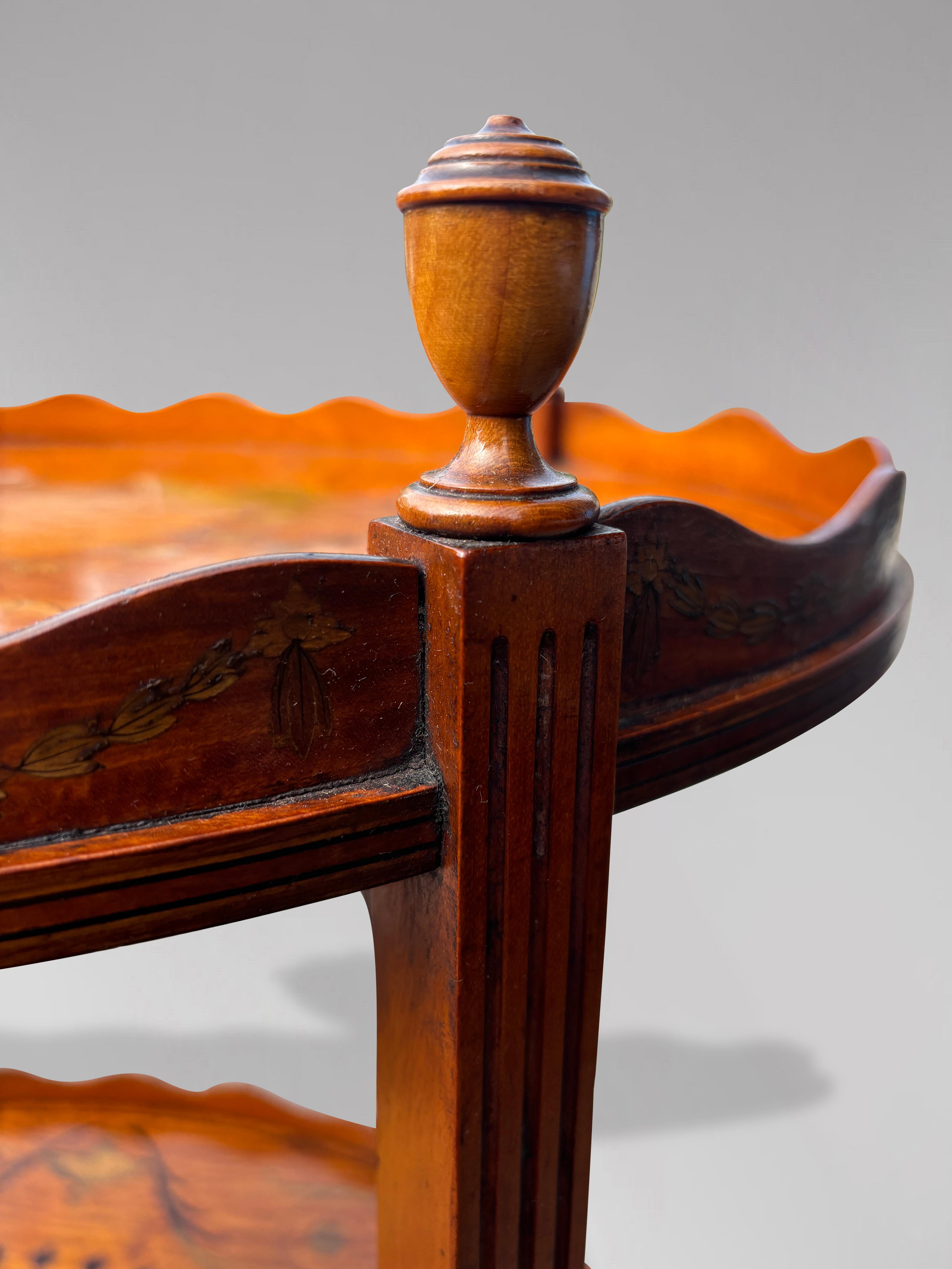 Very Fine Edwardian Period Marquetry Oval Etagère Tray Table, 1900 2