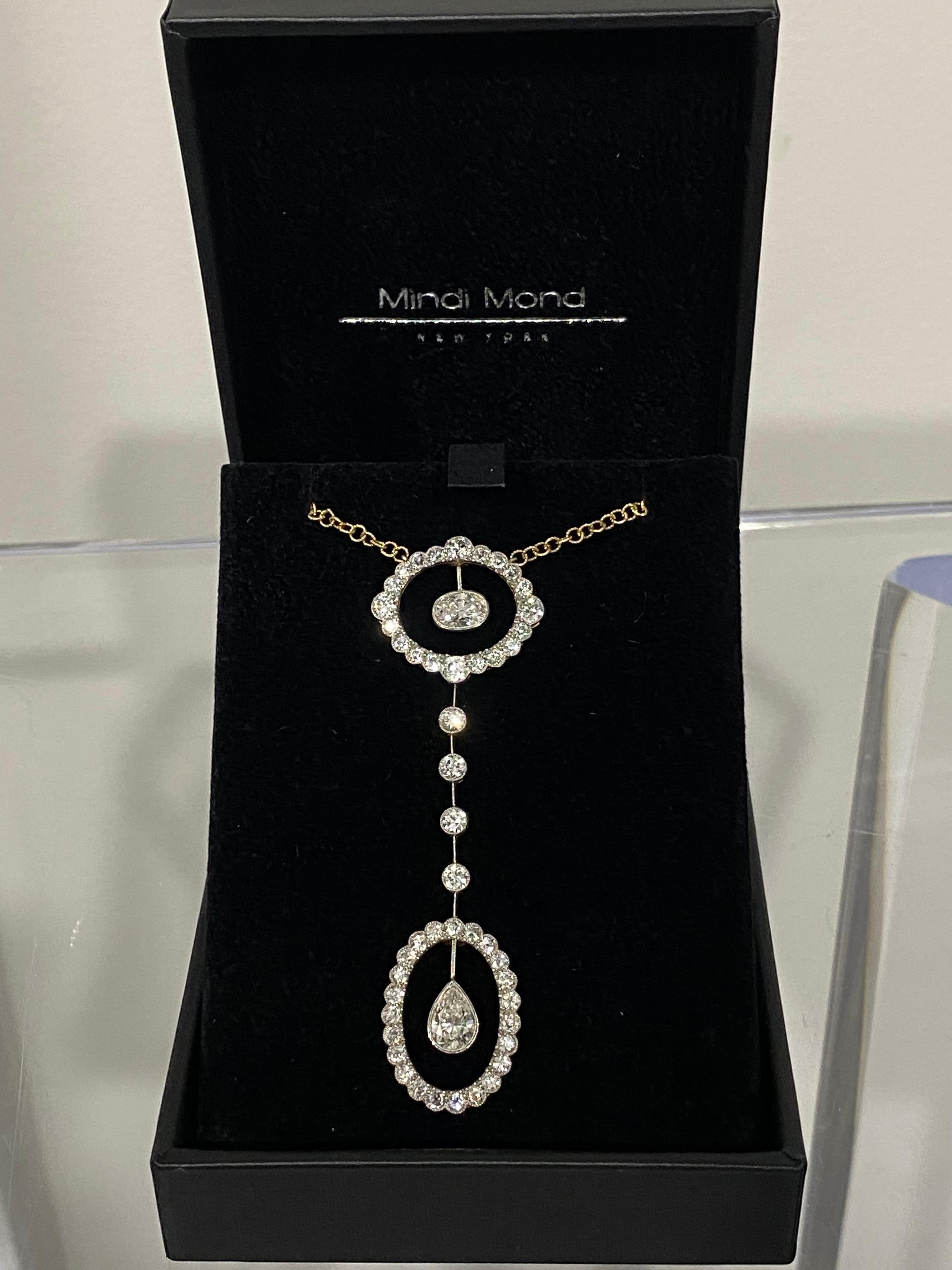 18 Karat Gold Edwardianische schwebende Diamant-Halskette für Damen oder Herren im Angebot