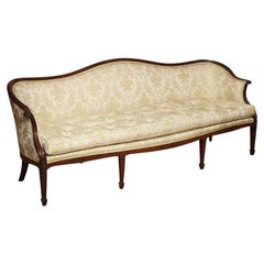 Very Fine & Elegant Mahogany Serpentine Shaped Carved Hepplewhite Style Sofa 
