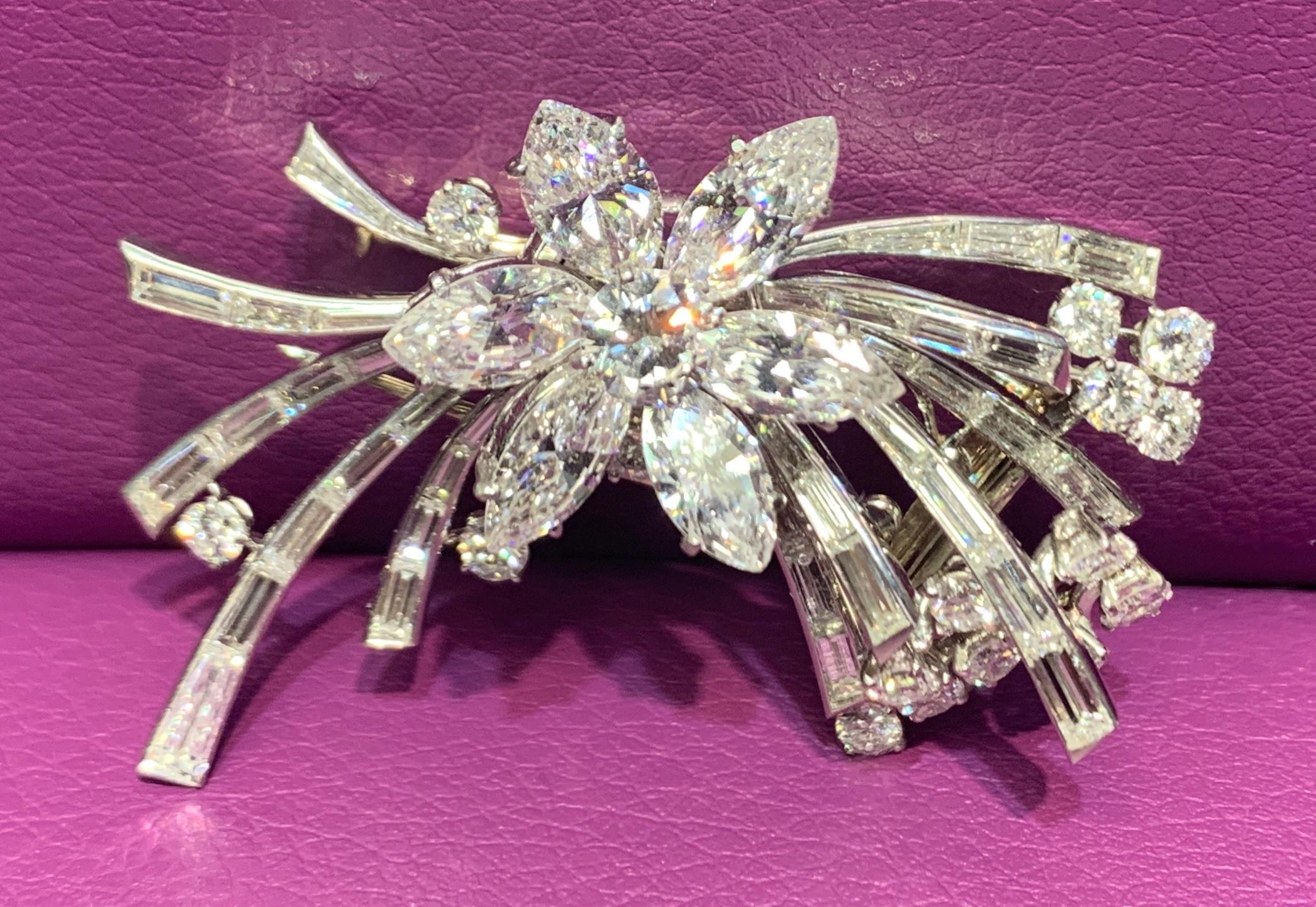 Sehr feine En Tremblant Diamant-Brosche im Zustand „Hervorragend“ im Angebot in New York, NY