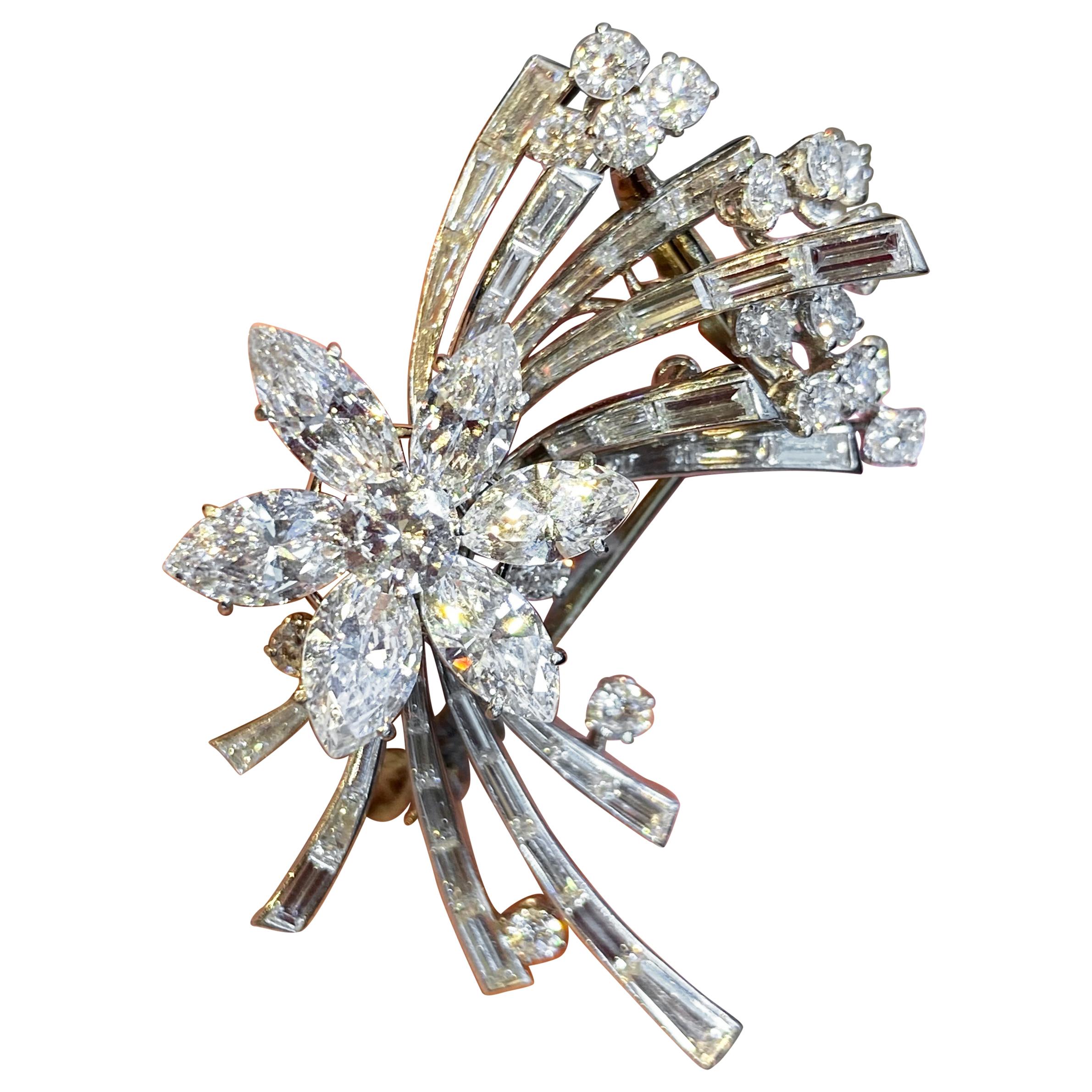 Very Fine En Tremblant Diamond Brooch For Sale