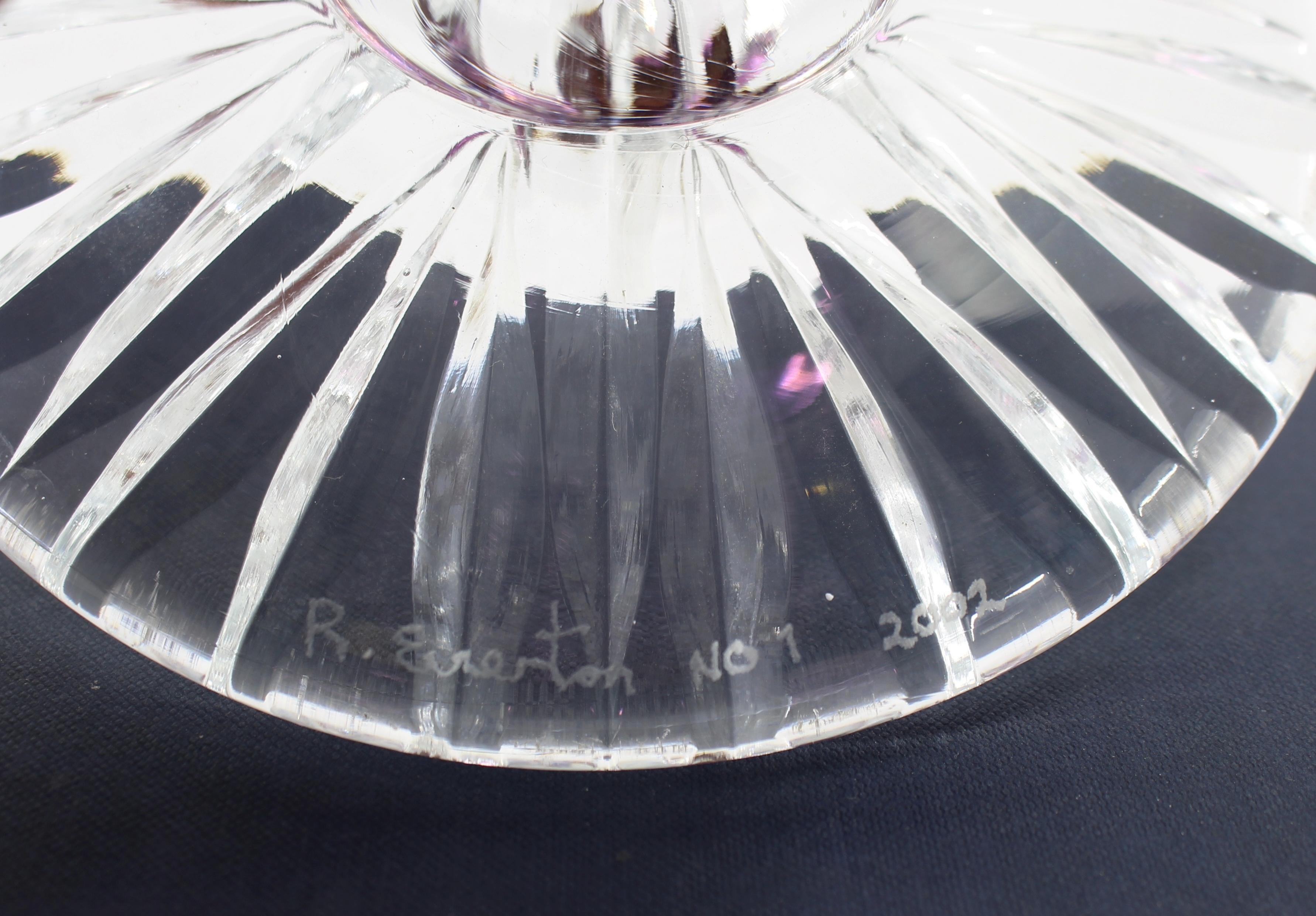 Very Fine English Cut Glass Amethyst Overlay Crystal Oil Lamp 2