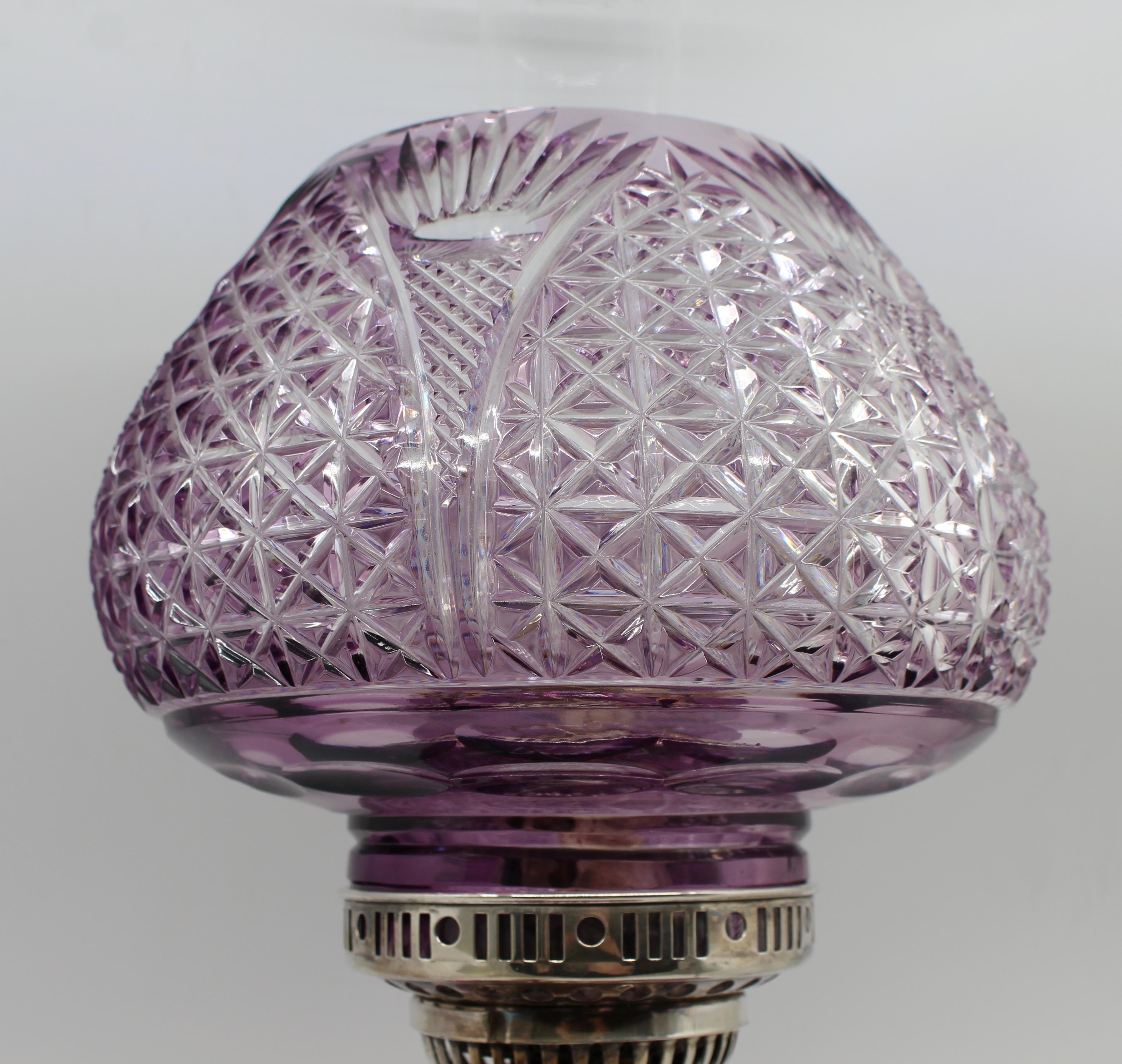 purple glass oil lamp