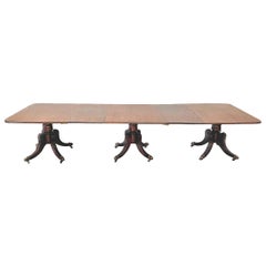 Very Fine English Regency Triple Pedestal Dining Table