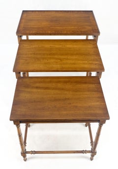 Very Fine Faux Bamboo Banded Top Set of 3 Nesting End Side Night Tables MINT