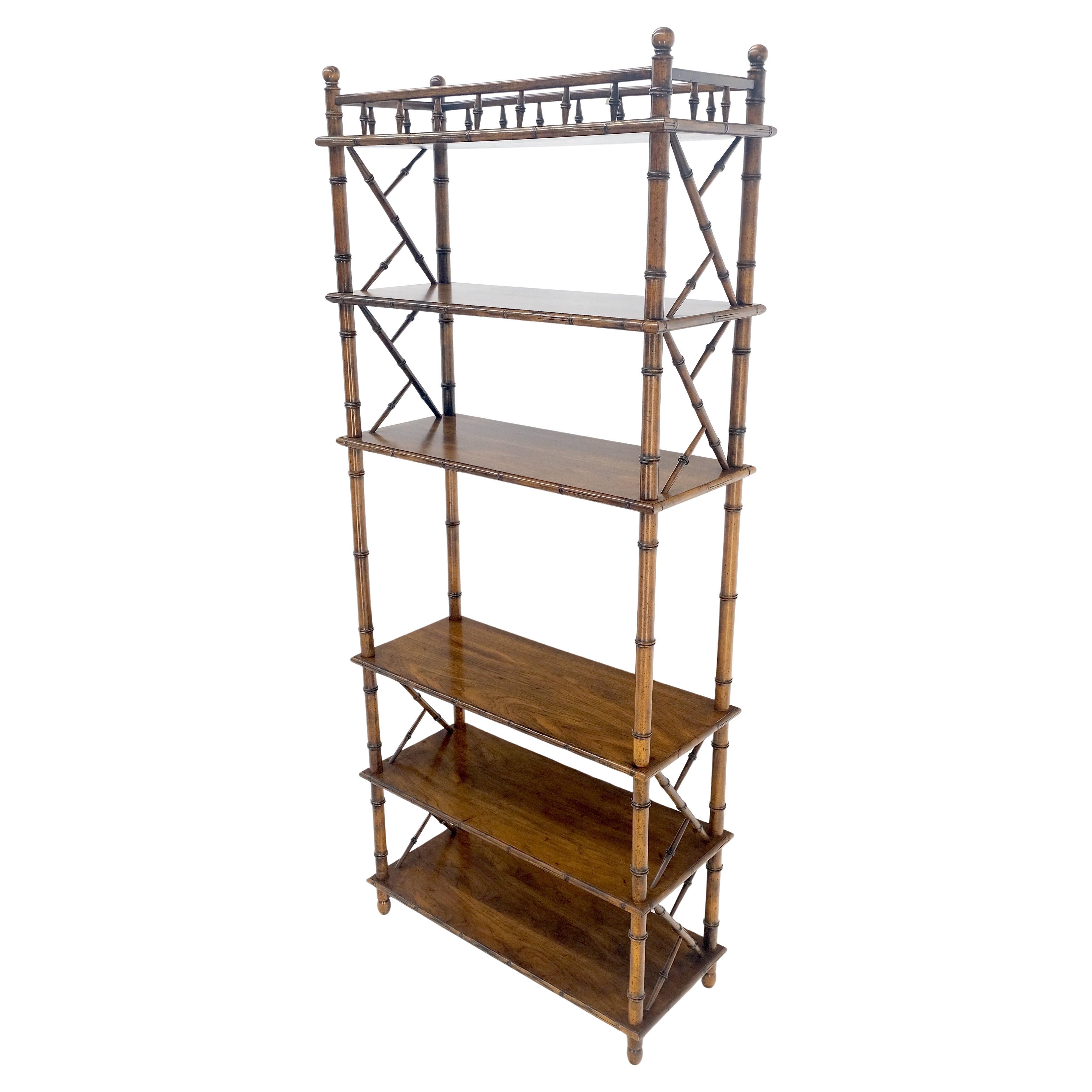 Very Fine Faux Bamboo Mid Century Modern 6 Tier Oak Etagere Shelf Display MINT