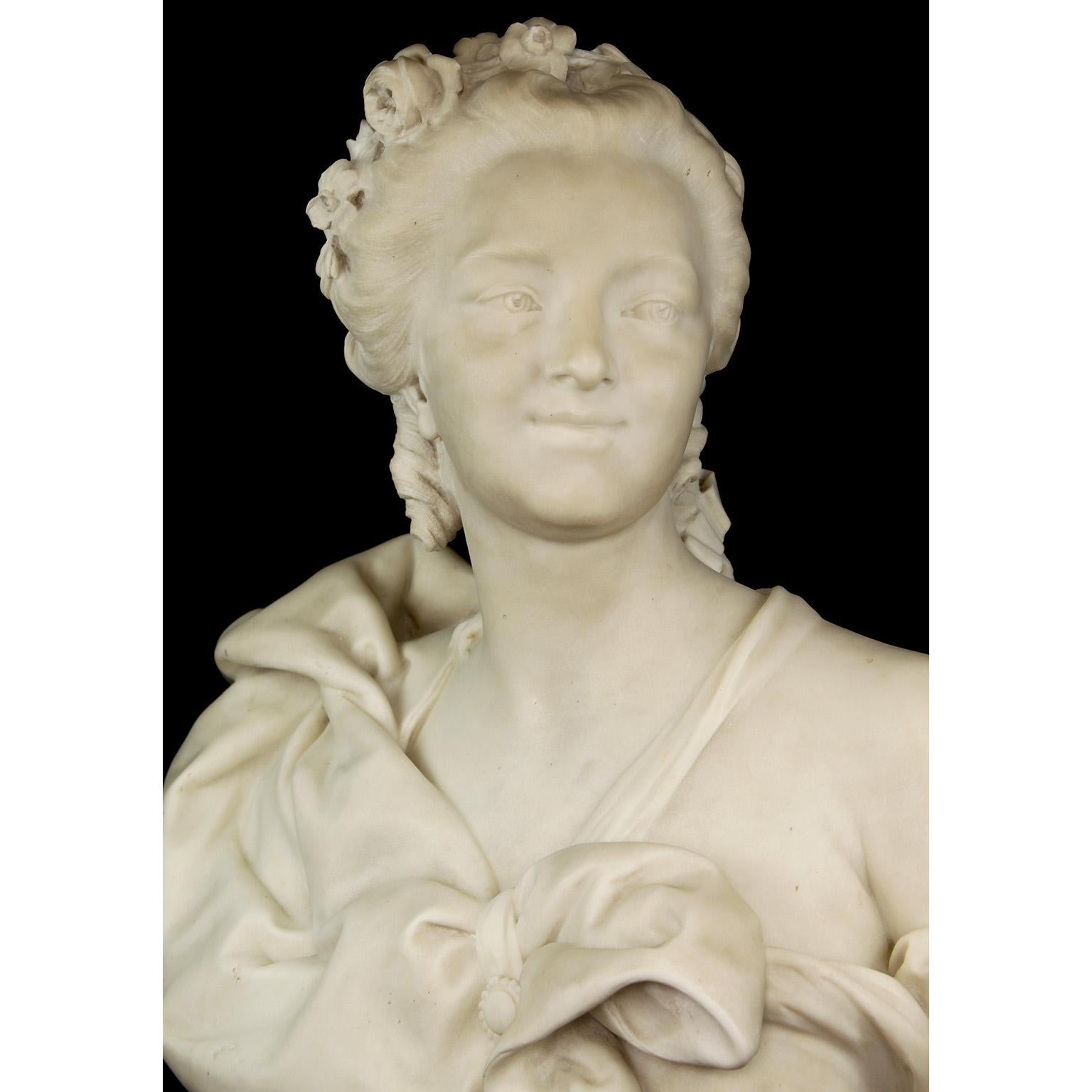 Very Fine French 19th Century White Marble Bust of a Young Beauty by René Rozet For Sale 1