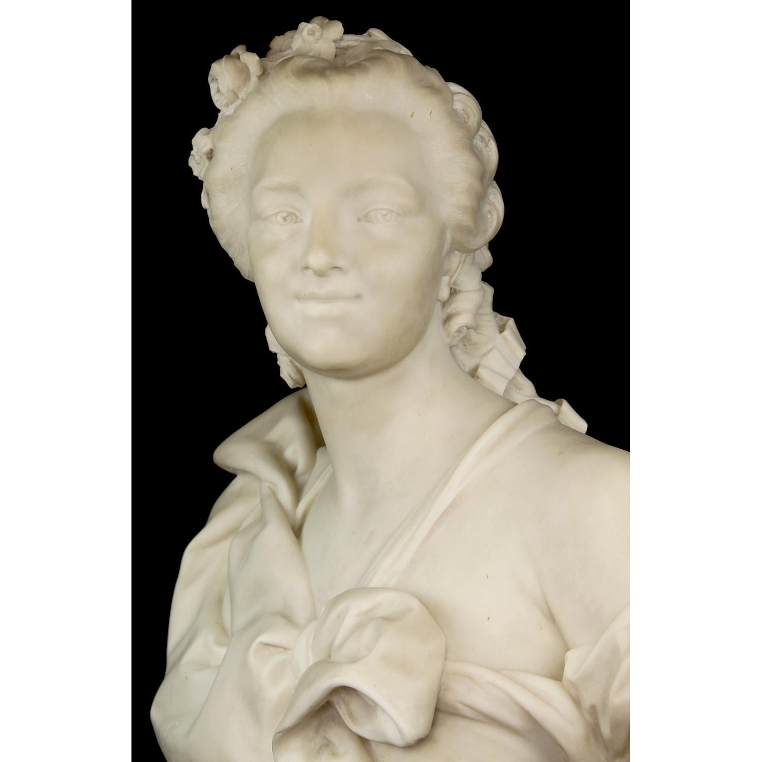 Très beau buste d'une jeune beauté en marbre blanc du XIXe siècle par René Rozet en vente 5