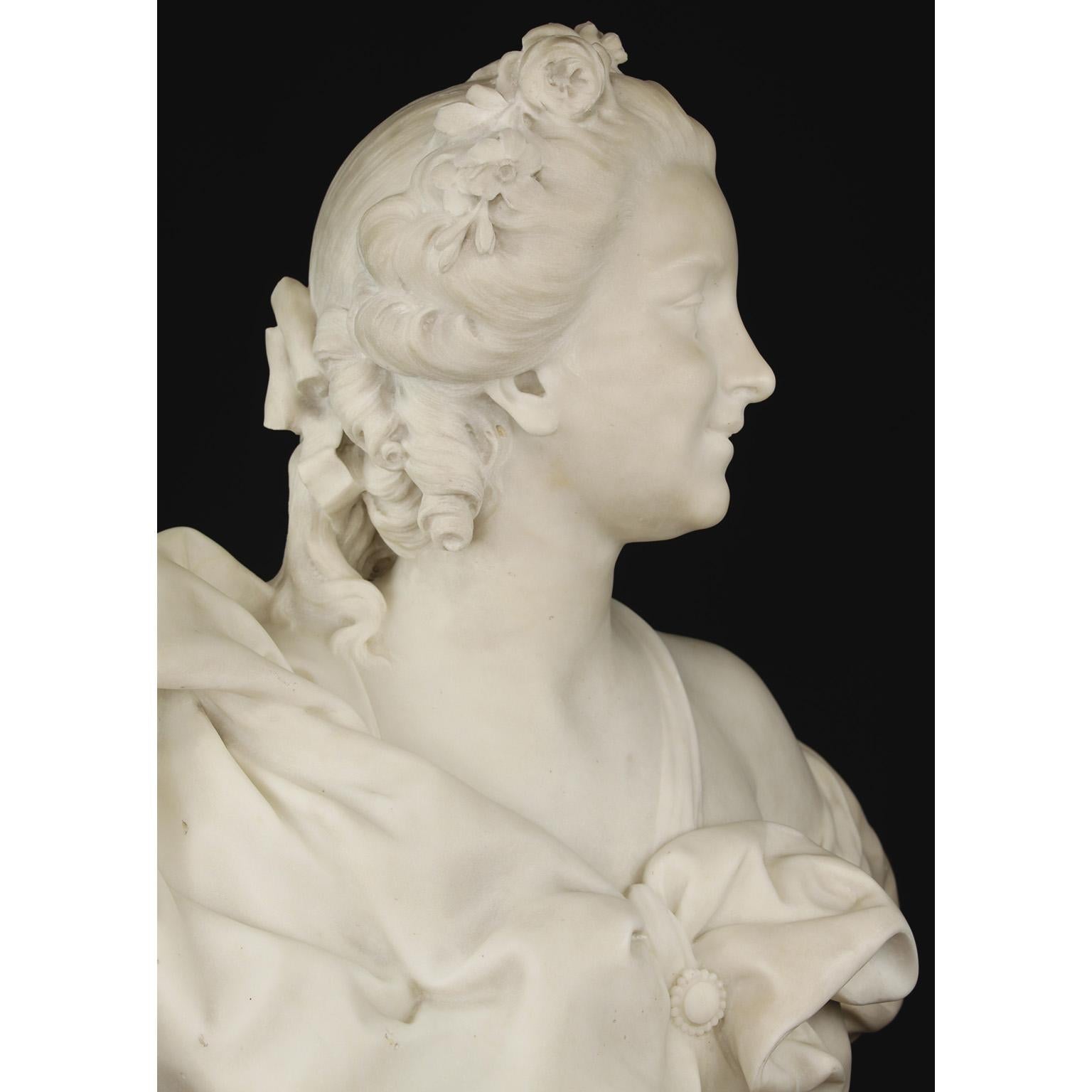 Very Fine French 19th Century White Marble Bust of a Young Beauty by René Rozet For Sale 4