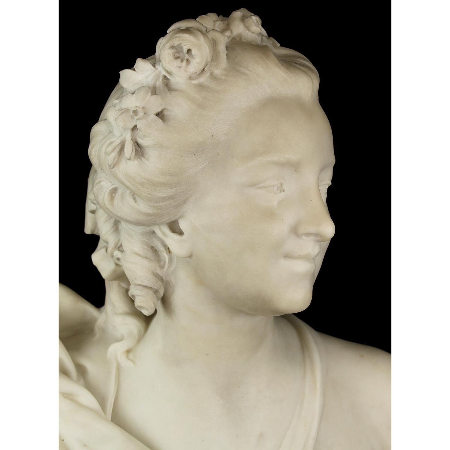 Très beau buste d'une jeune beauté en marbre blanc du XIXe siècle par René Rozet en vente 7