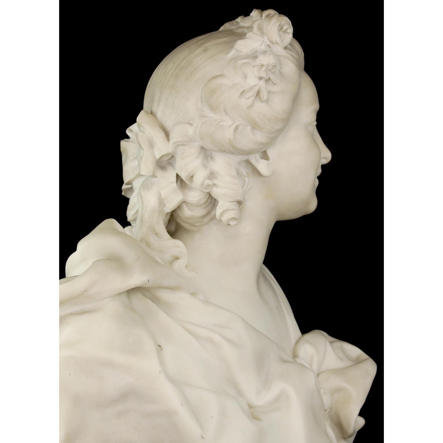 Very Fine French 19th Century White Marble Bust of a Young Beauty by René Rozet For Sale 7