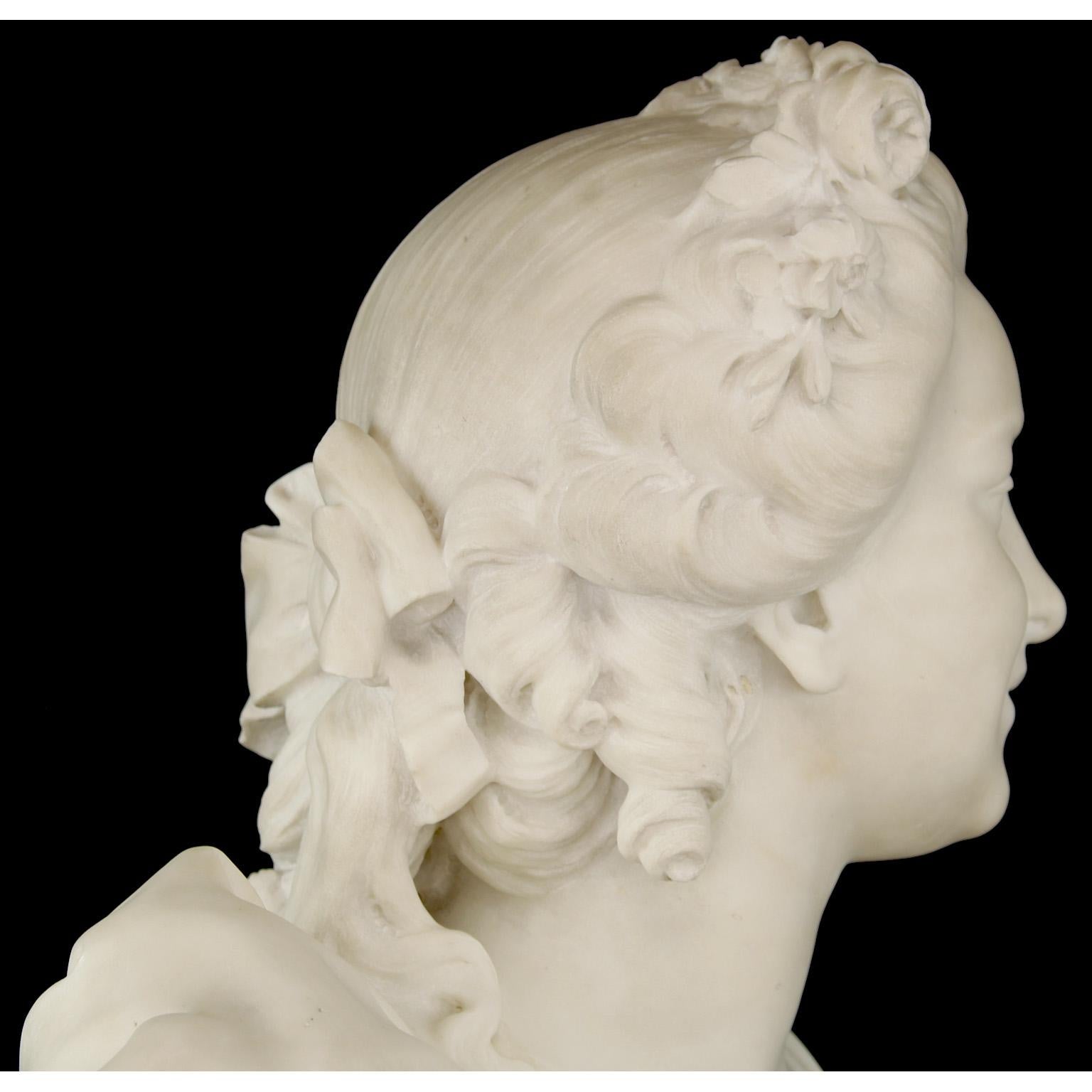 Very Fine French 19th Century White Marble Bust of a Young Beauty by René Rozet For Sale 8