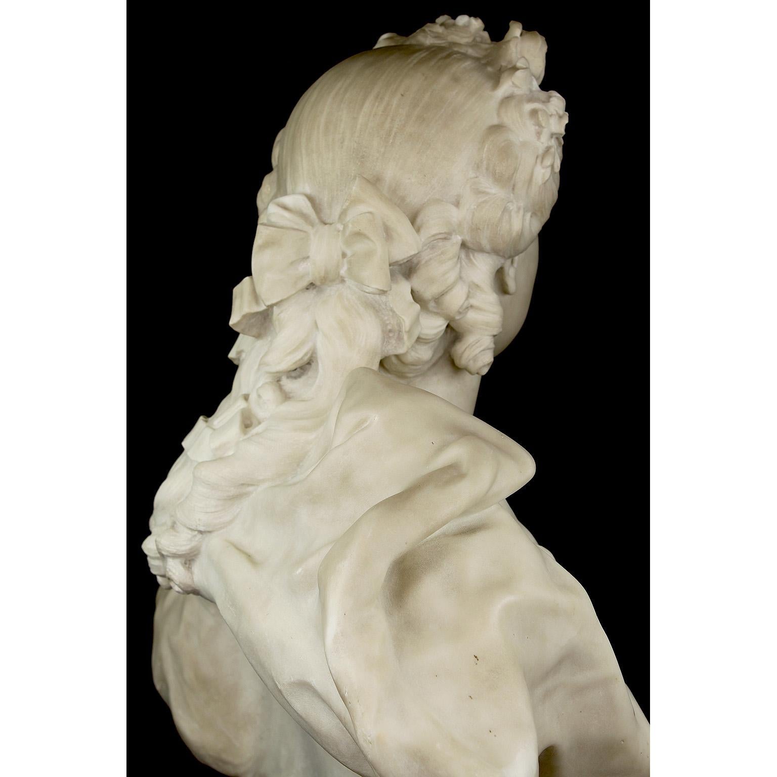 Sehr schöne französische Büste einer jungen Schönheit aus weißem Marmor des 19. Jahrhunderts von René Rozet im Angebot 11
