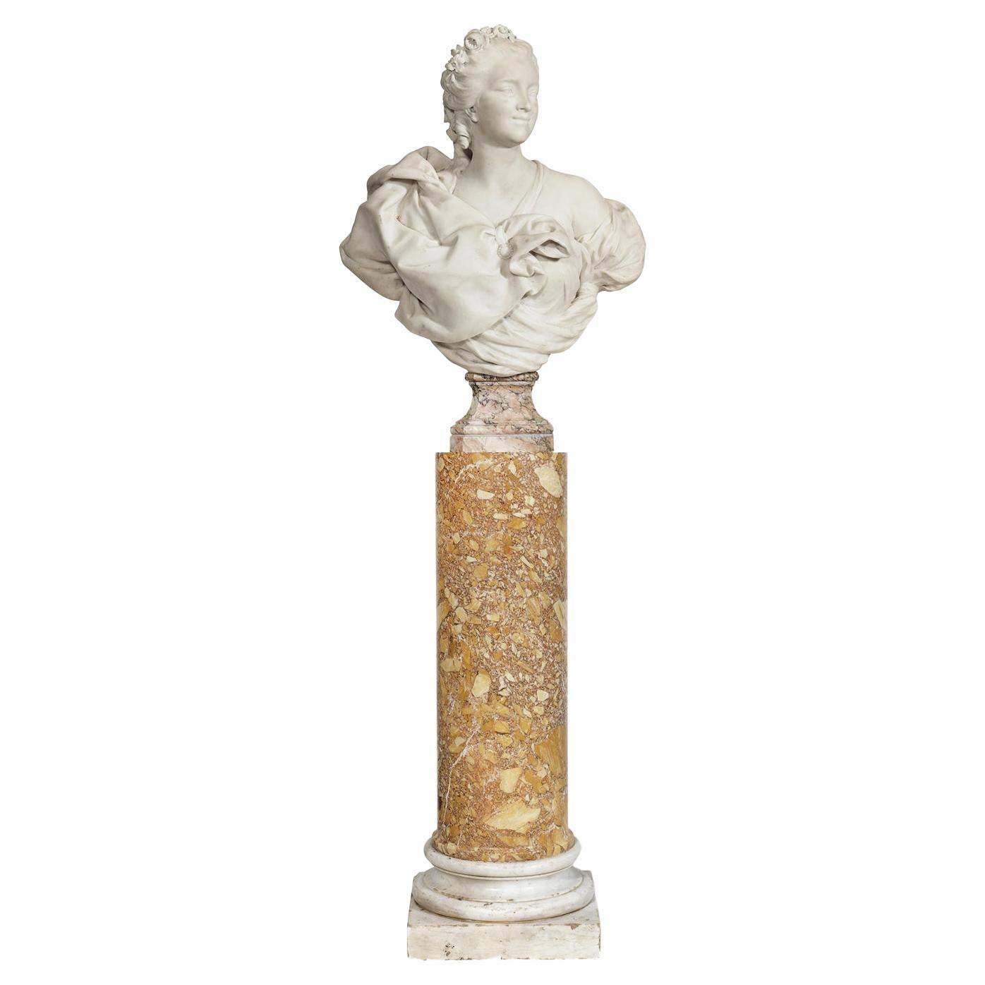 Very Fine French 19th Century White Marble Bust of a Young Beauty by René Rozet For Sale