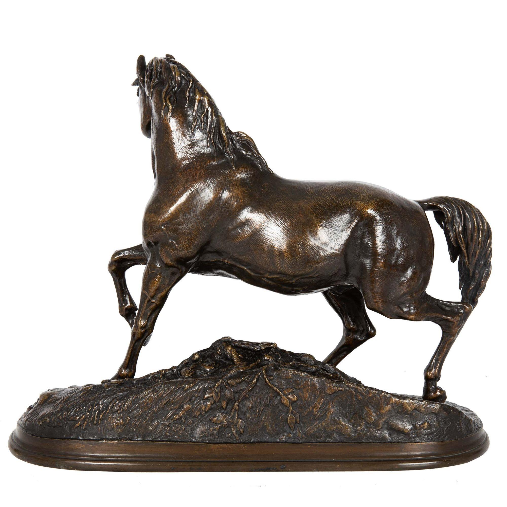Romantic Rare French Bronze Sculpture of “Cheval Libre” (The Free Horse) by Pierre Jules 