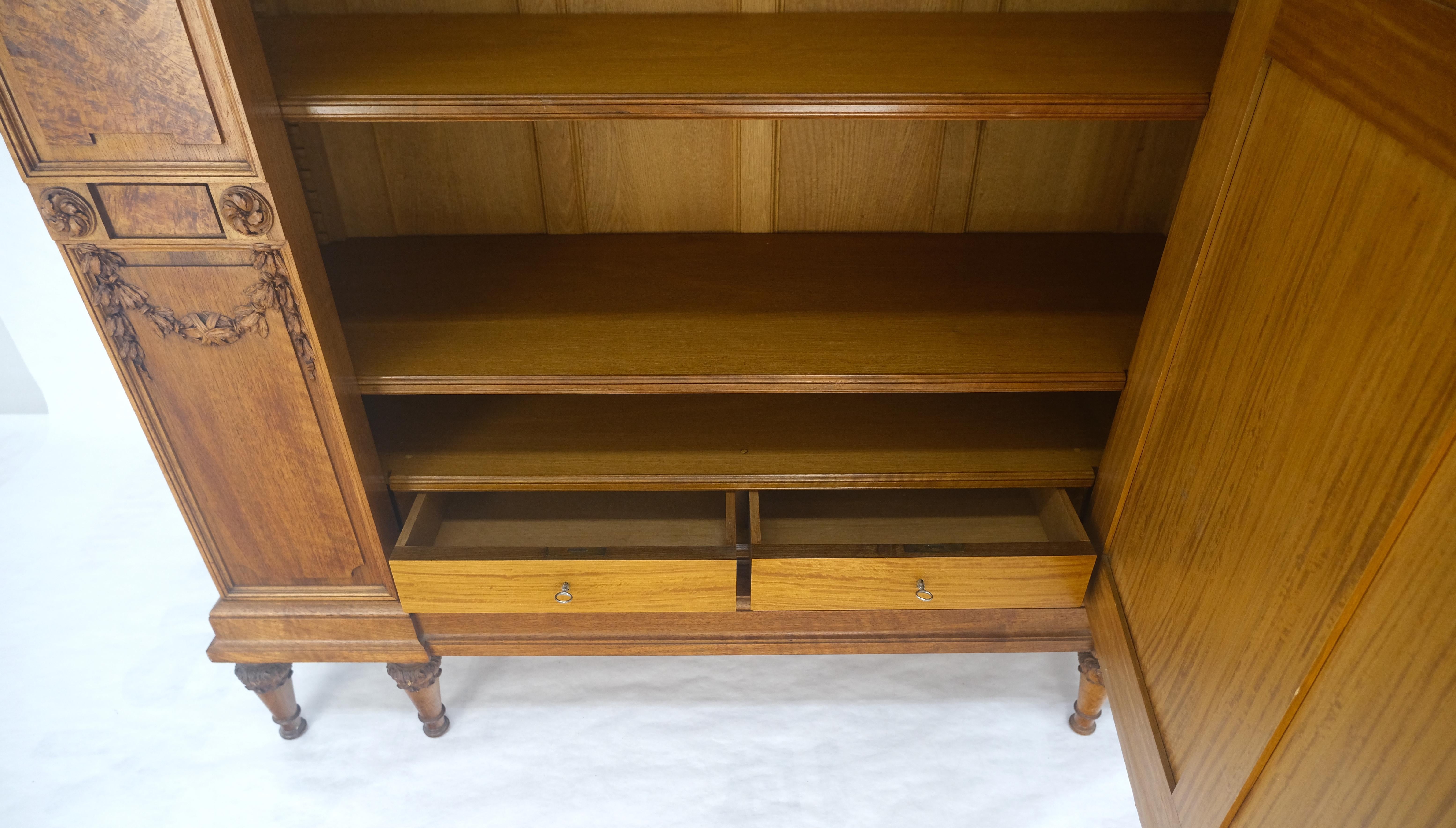 Very Fine French Carved Burl Satin Wood Beveled Mirror Door Armoire Wardrobe For Sale 7