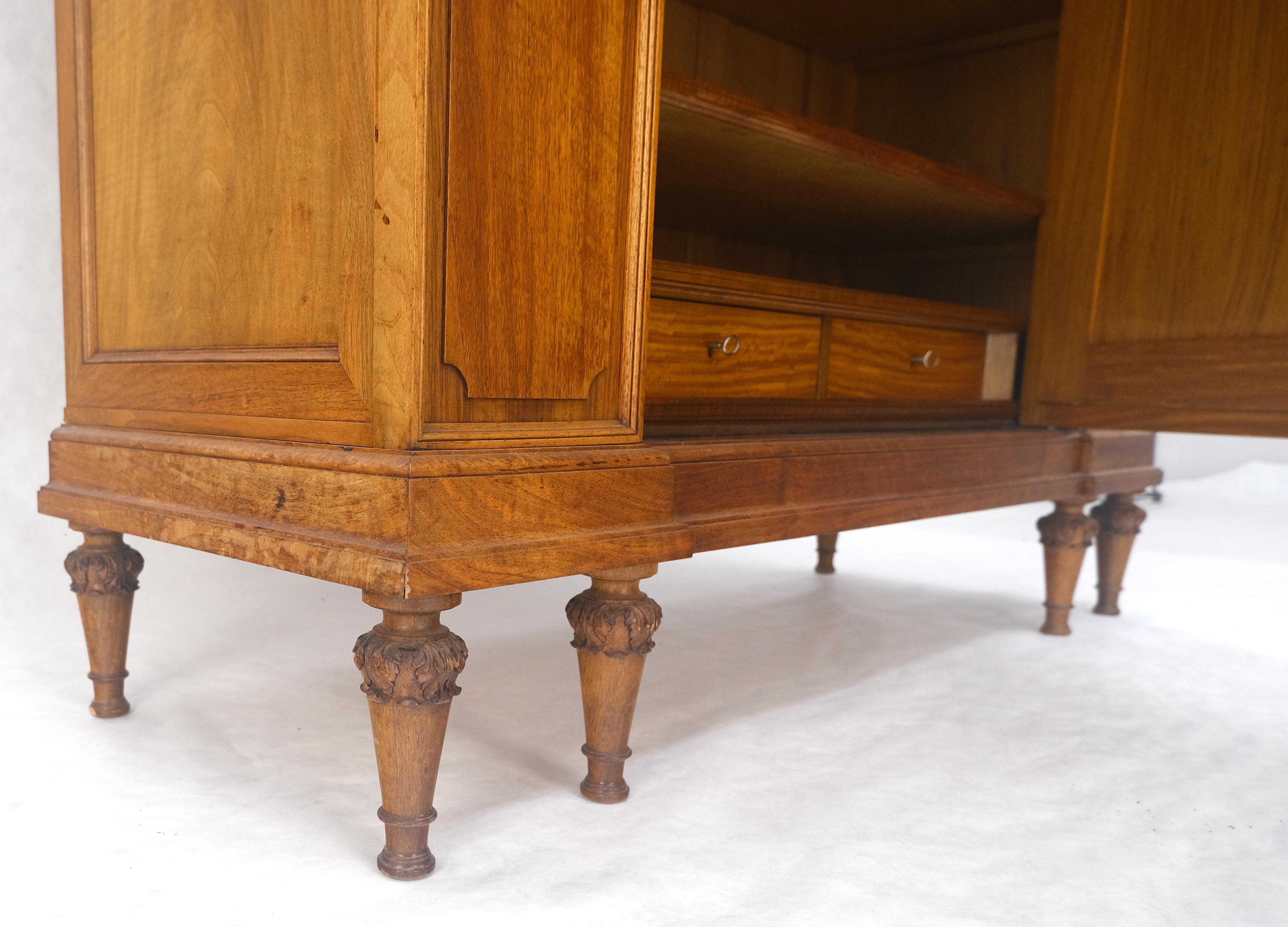 Very Fine French Carved Burl Satin Wood Beveled Mirror Door Armoire Wardrobe For Sale 1