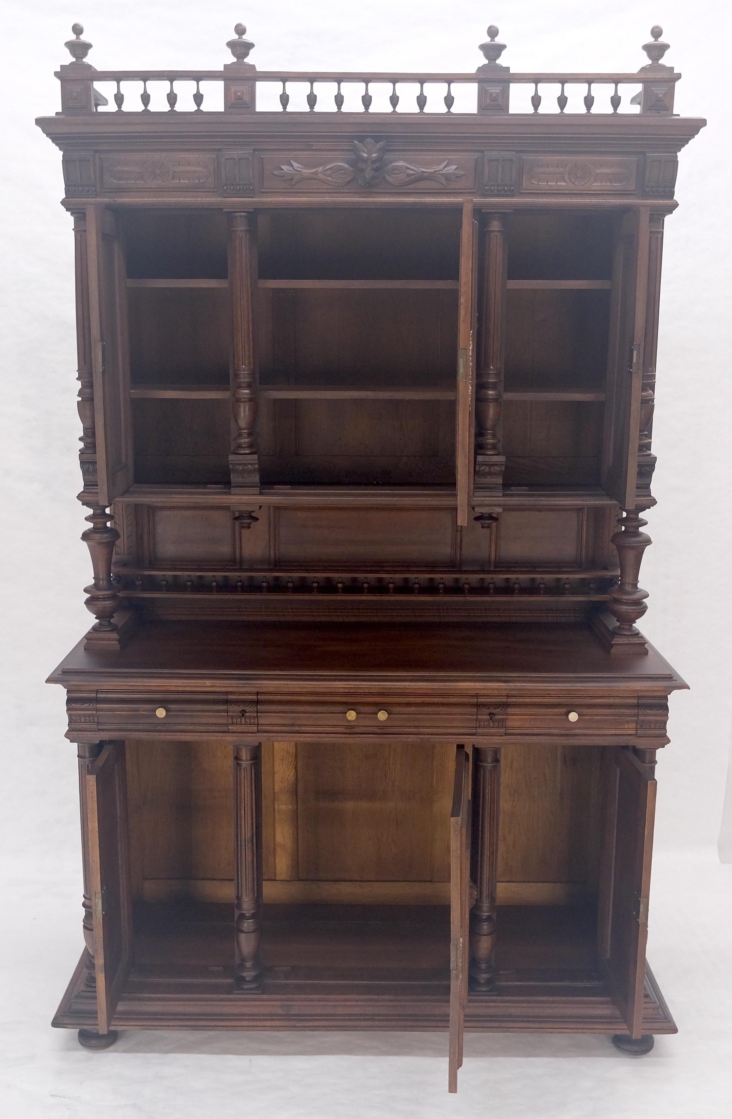 Very Fine French Carved Walnut Gallery Top Buffet Sideboard Cupboard MINT! For Sale 5